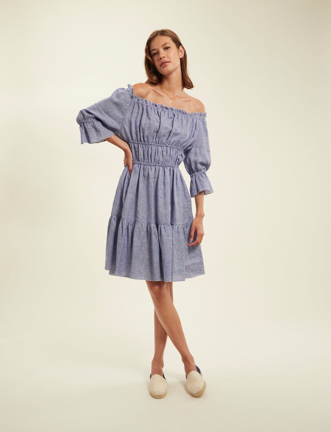 Abito Palmina in lino blu