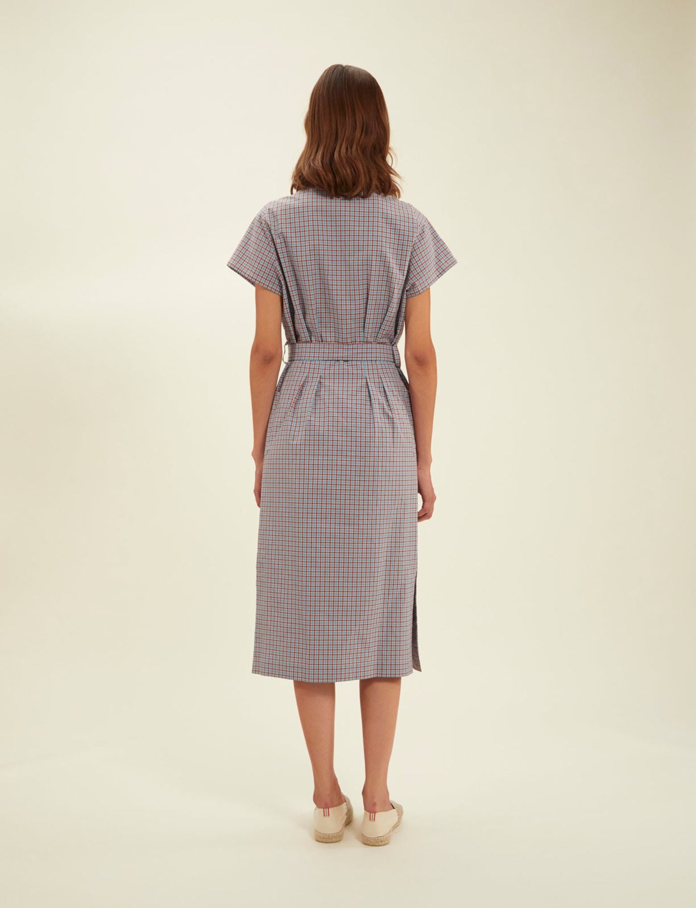 Gilet camisero di tessuto turchese Ethel