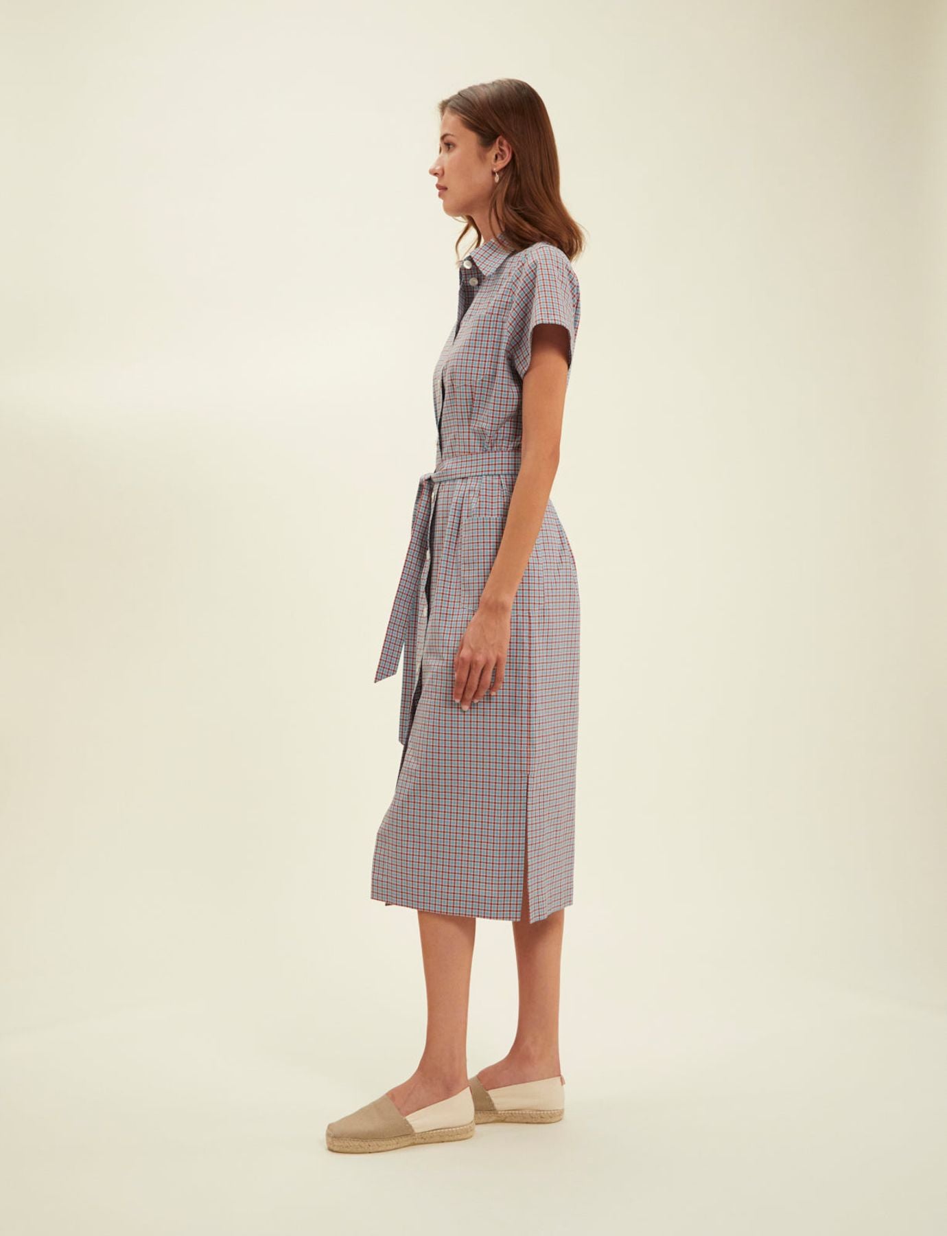 Gilet camisero di tessuto turchese Ethel