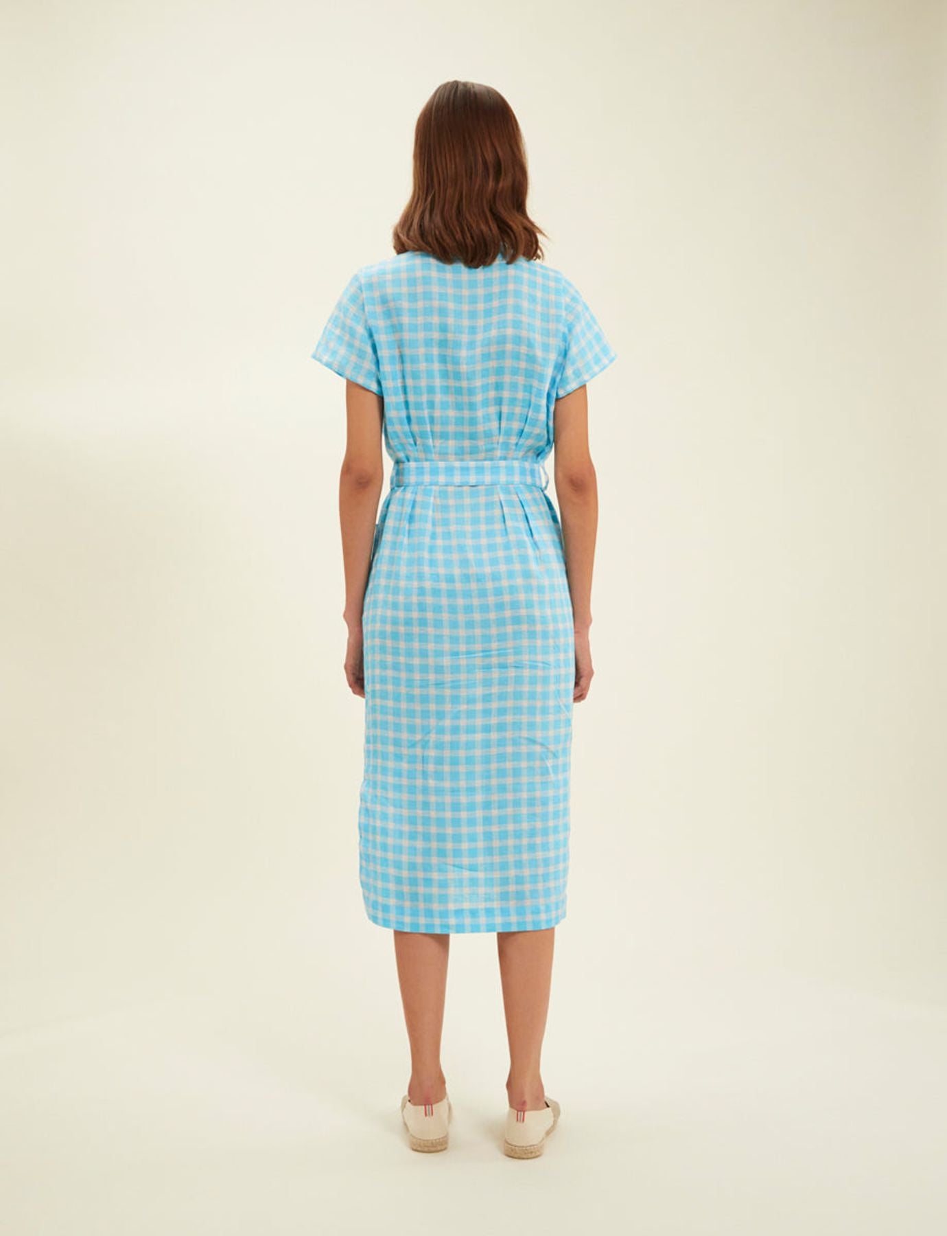 Ethel Vestido camisero vichy turquesa