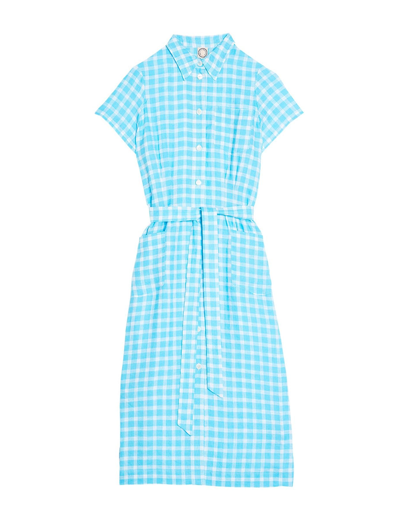 Ethel Vestido camisero vichy turquesa