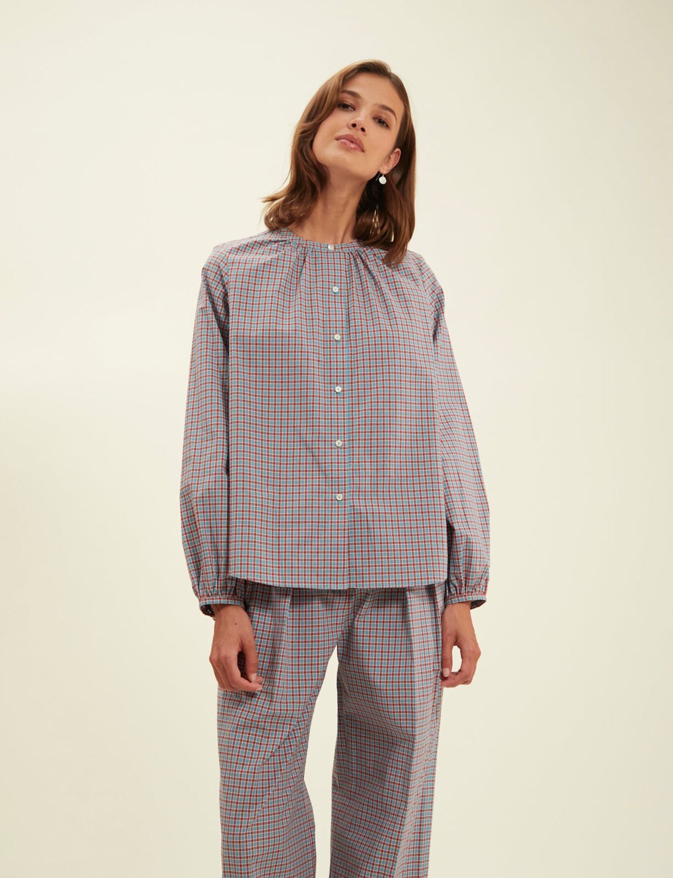 Blusa di fiori turchese Joséphine
