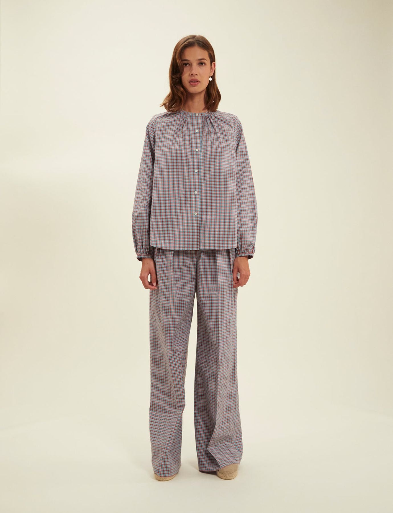 Blusa di fiori turchese Joséphine