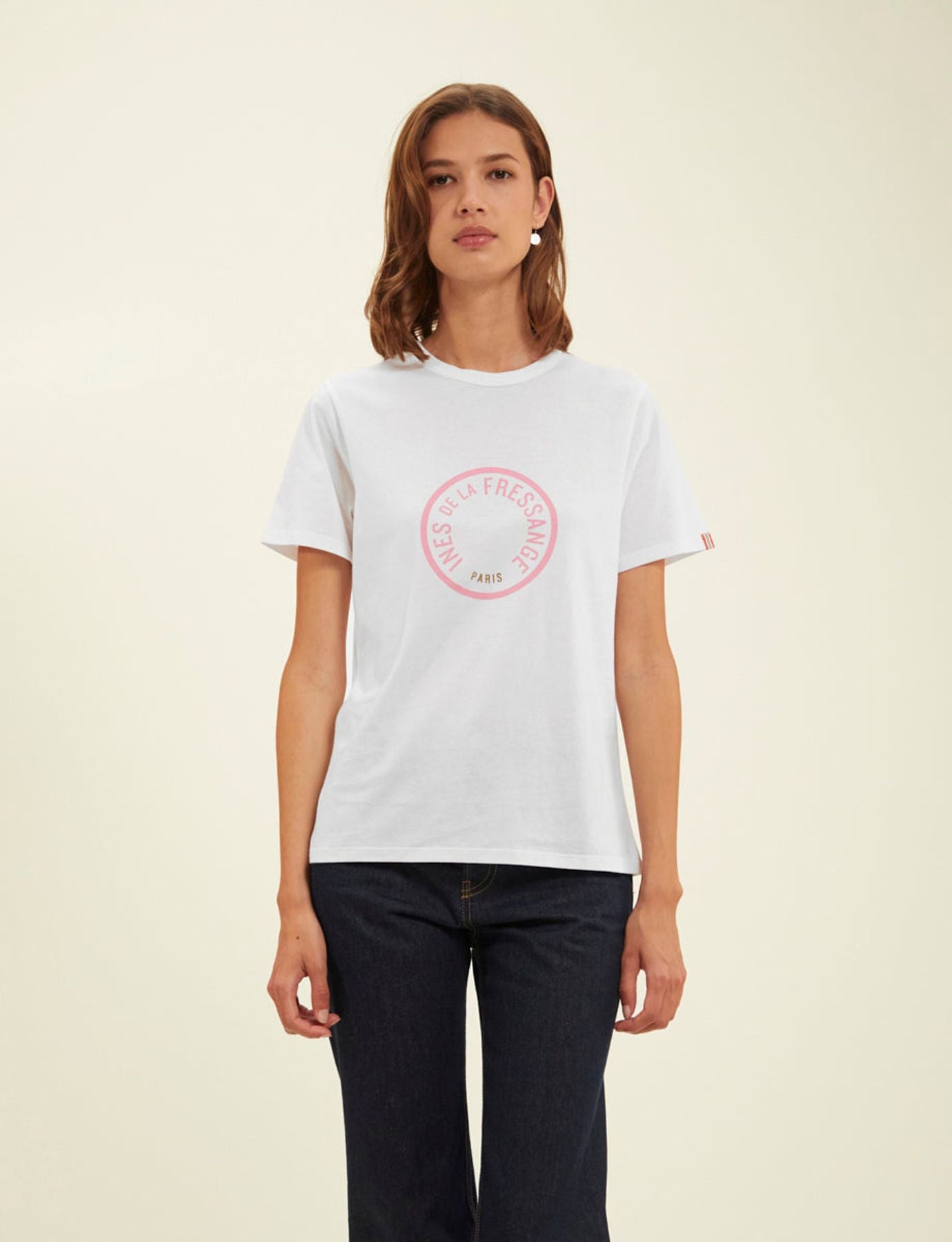 Maglietta Oscar bianca con logo rosa