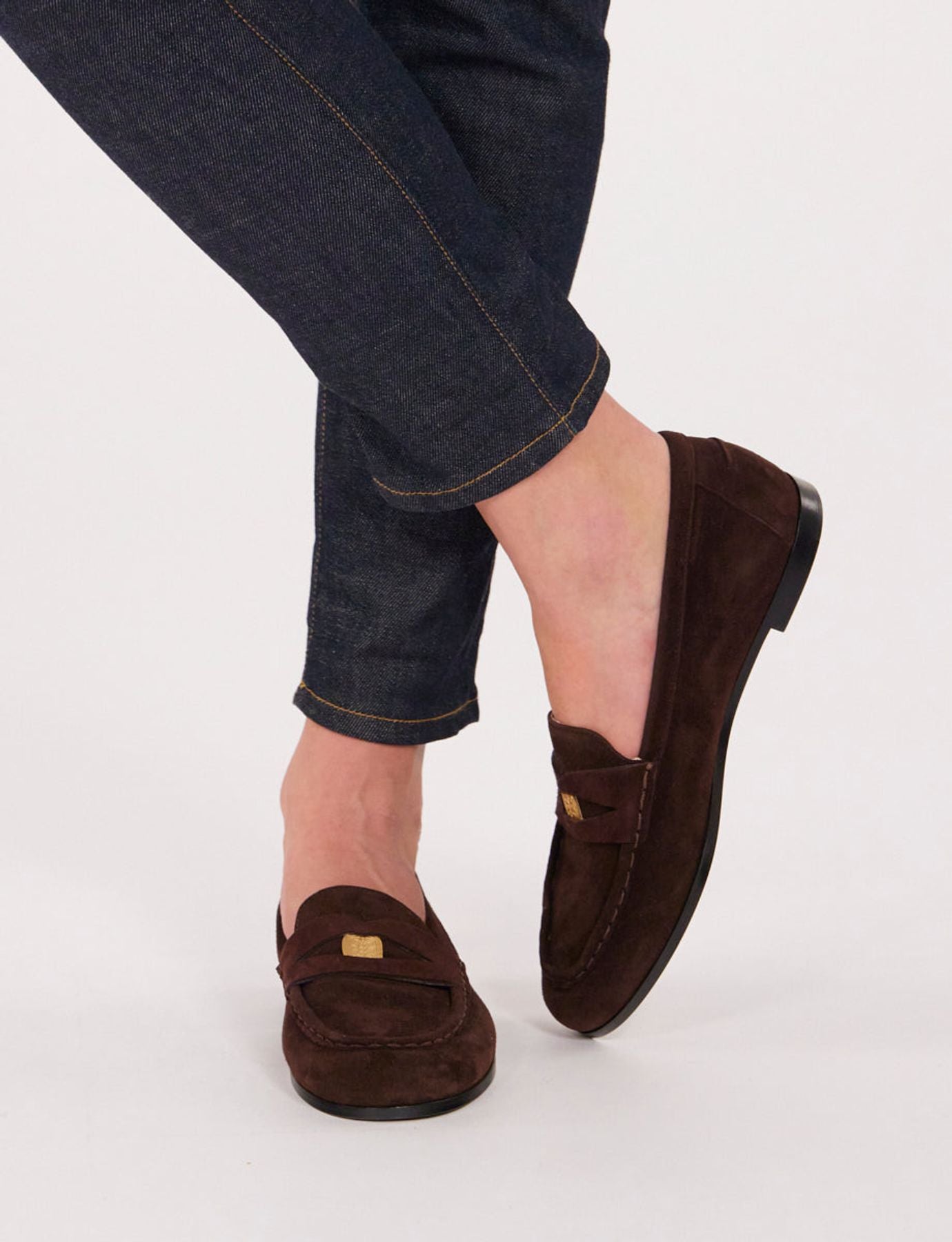 Mocassino in pelle scamosciata marrone
