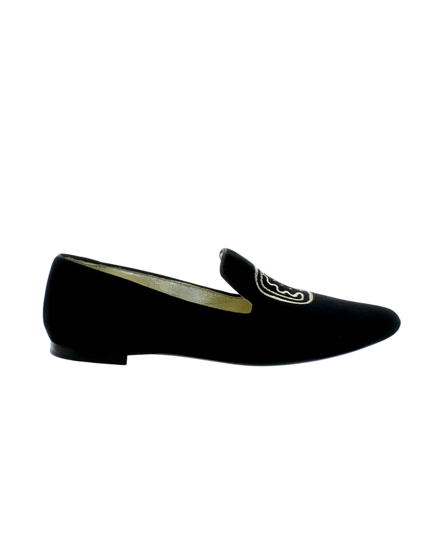 Pantofola ricamata in velluto nero