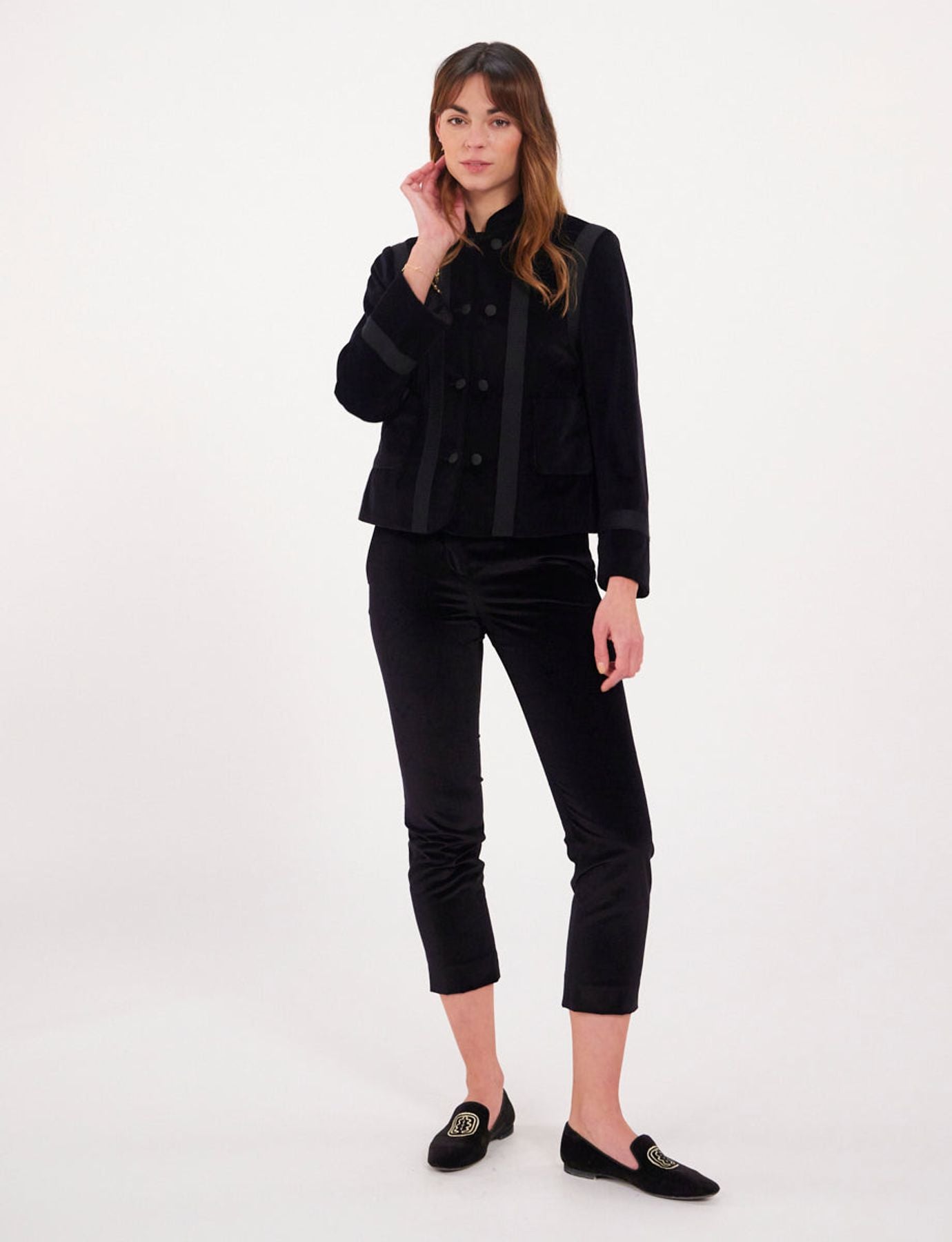 Pantaloni Audrey in terciopelo nero