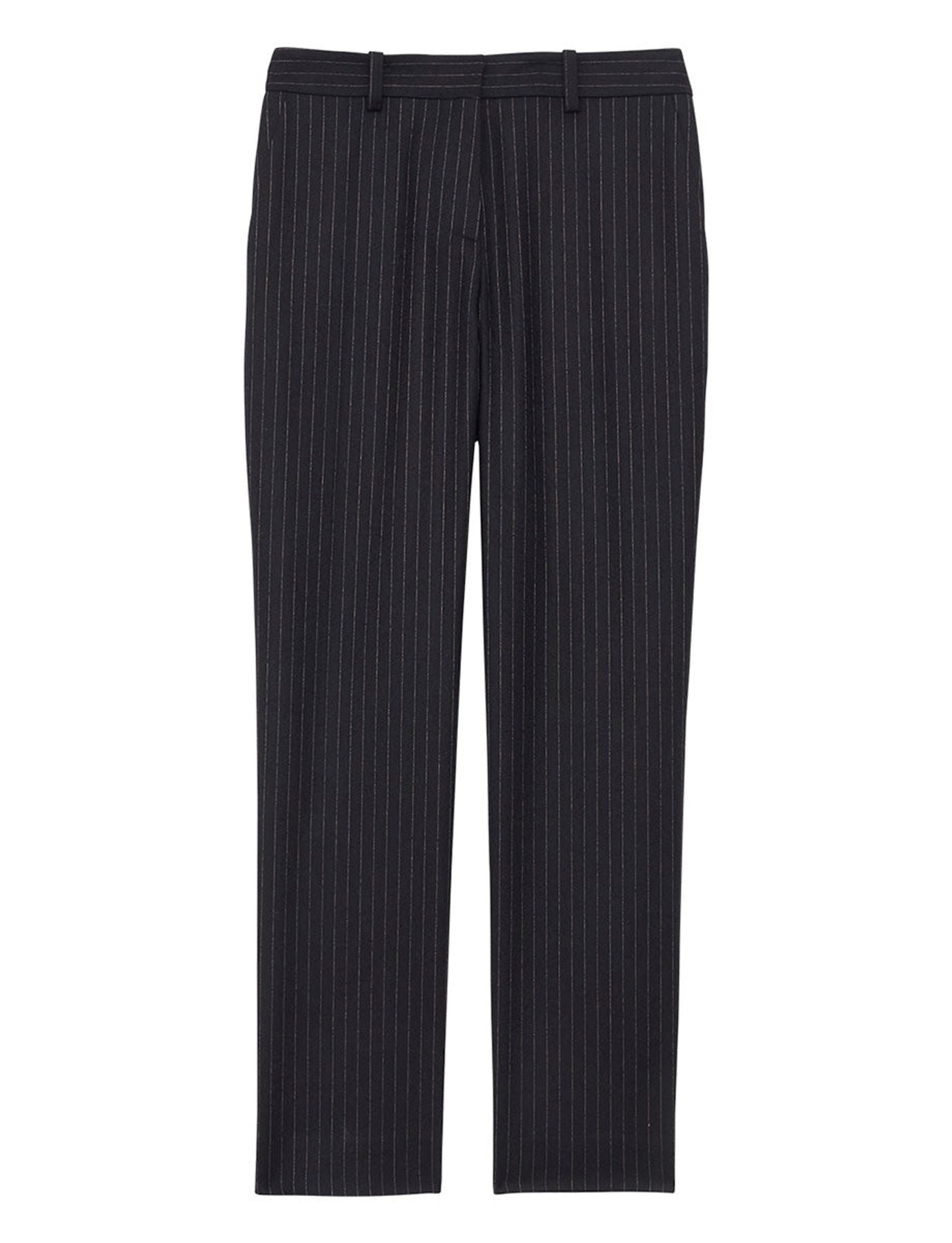 Pantaloni Audrey a righe sottili in lana mezcla azul midnight