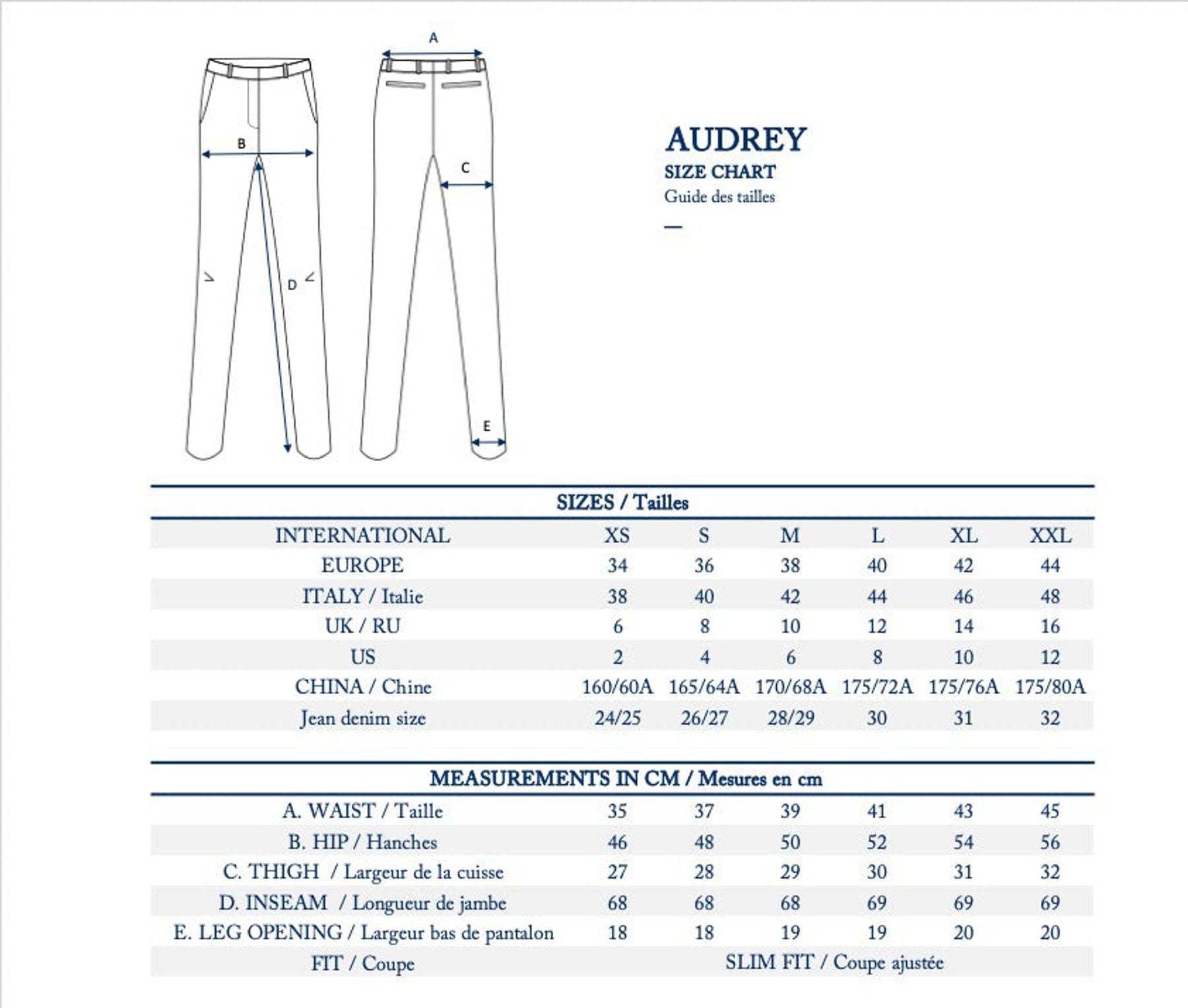 Pantaloni Audrey a righe sottili in lana mezcla azul midnight