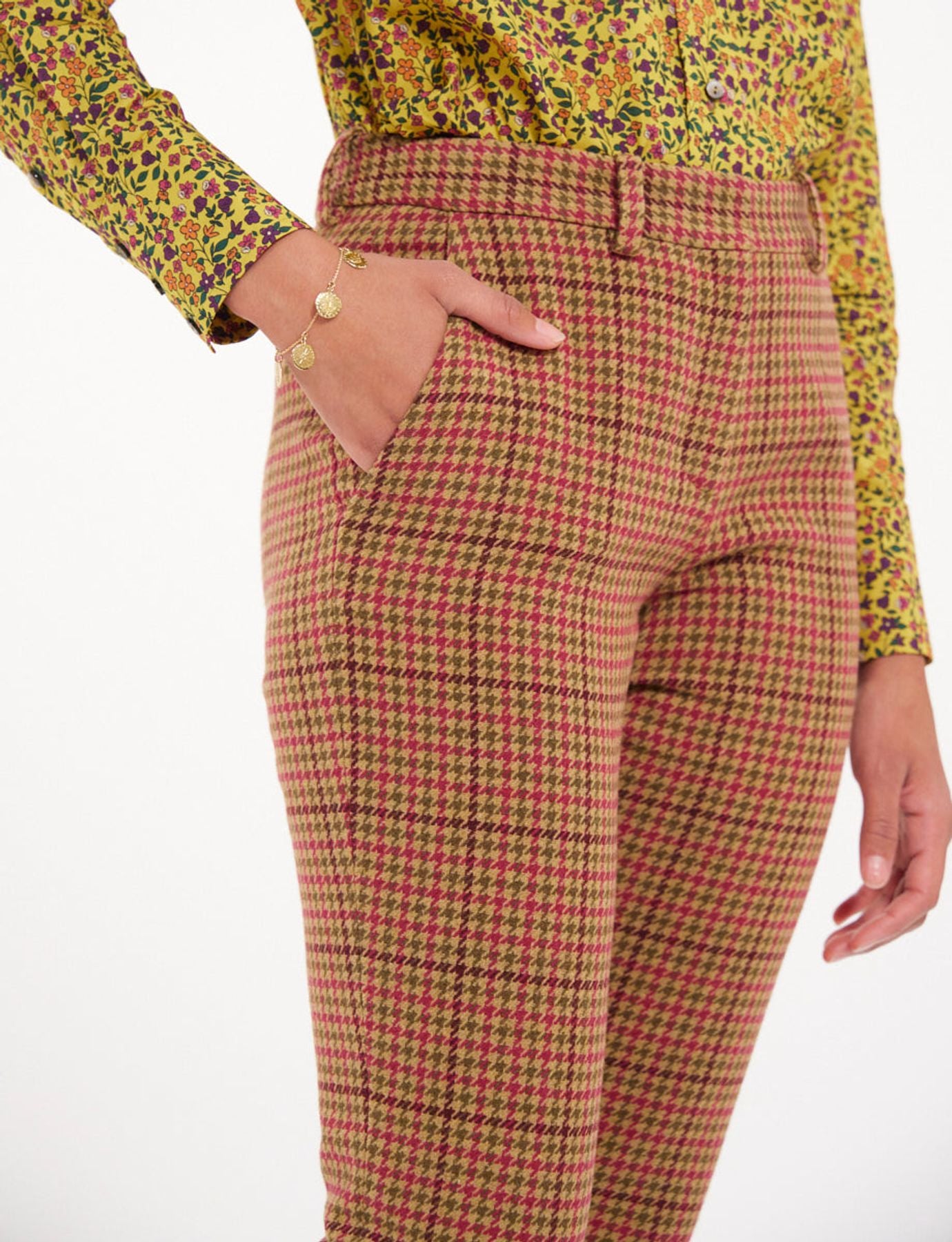 Pantaloni Audrey in lana e pata de gallo