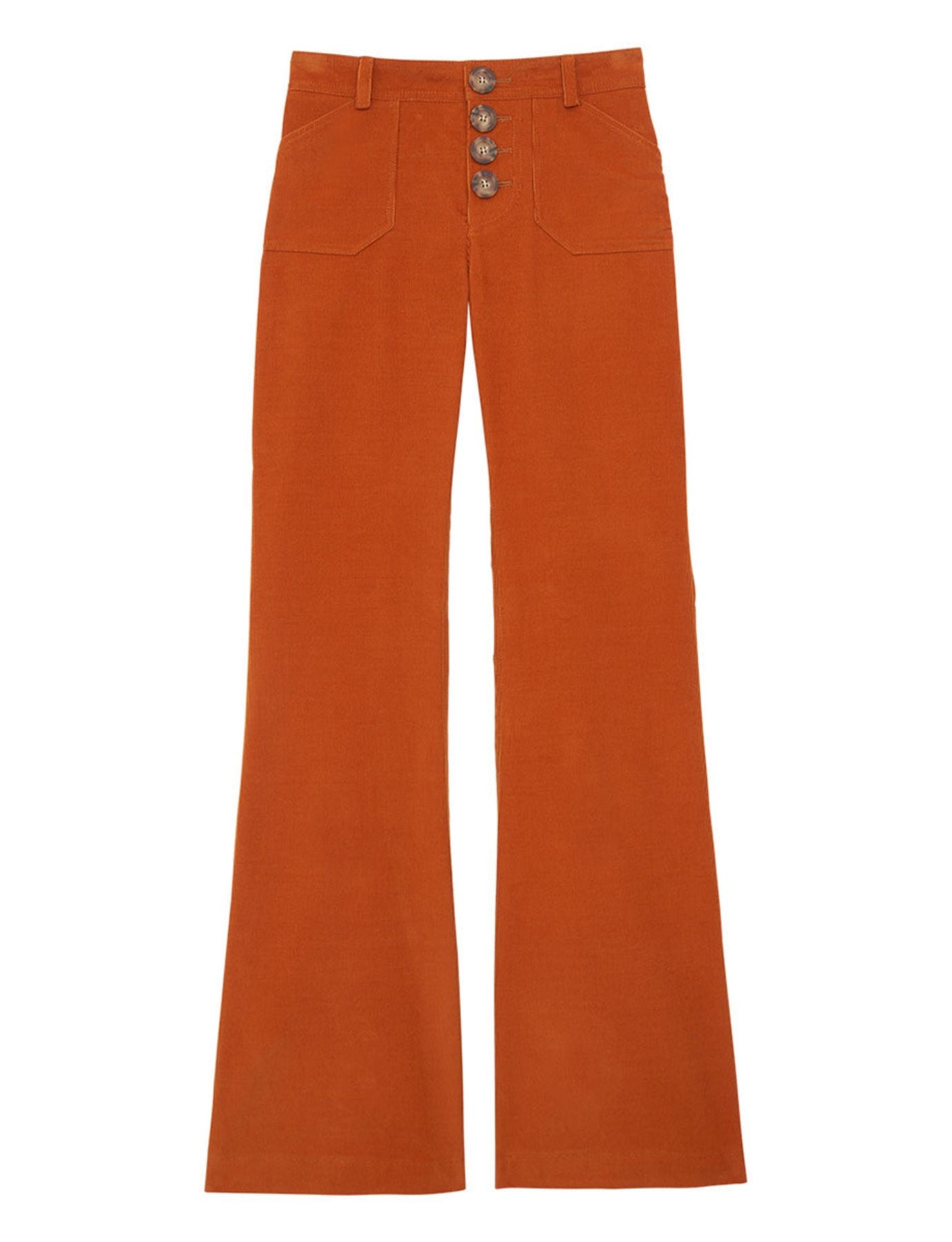 Pantaloni di velluto a coste arancioni Charlotte