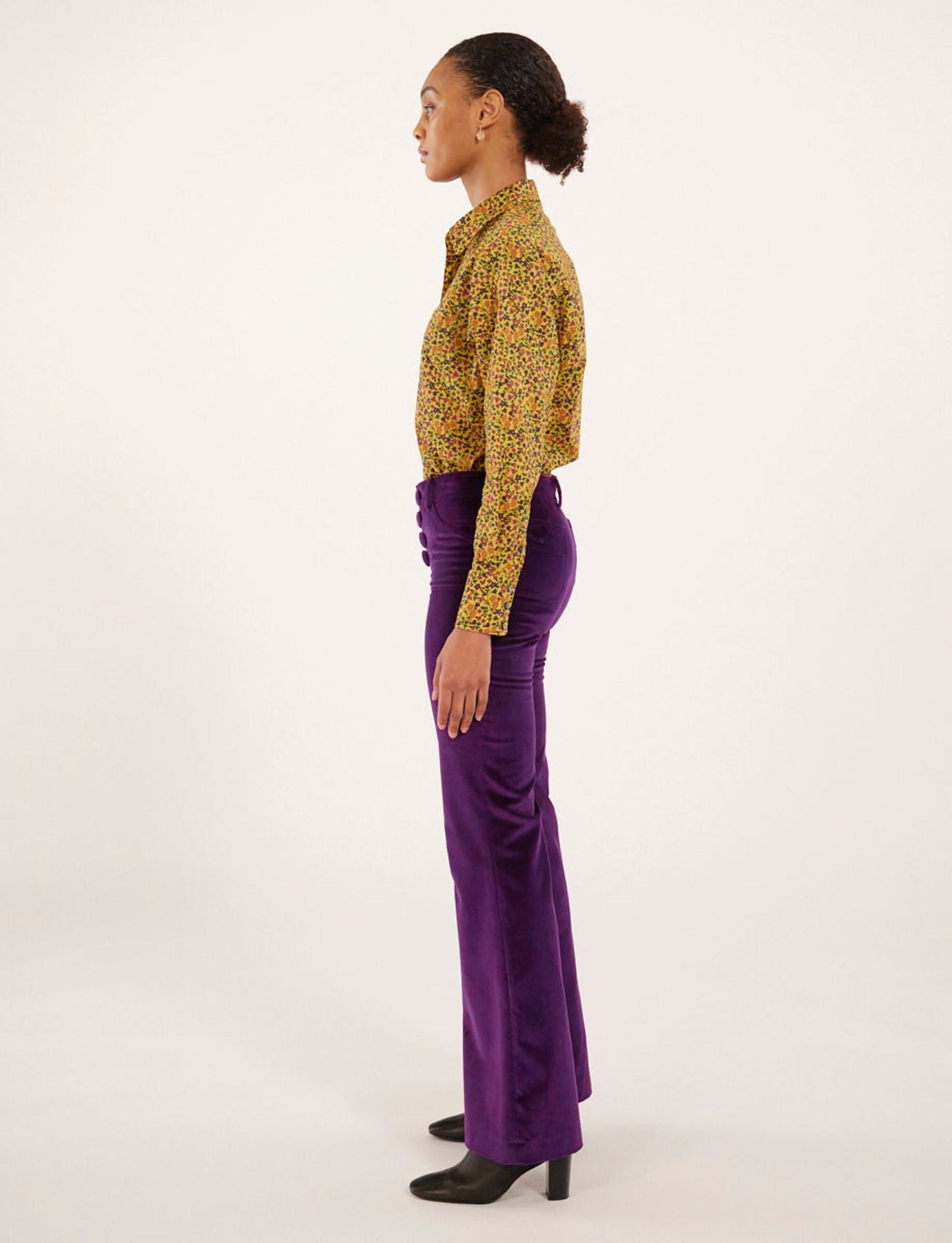 Pantaloni in velluto viola Charlotte