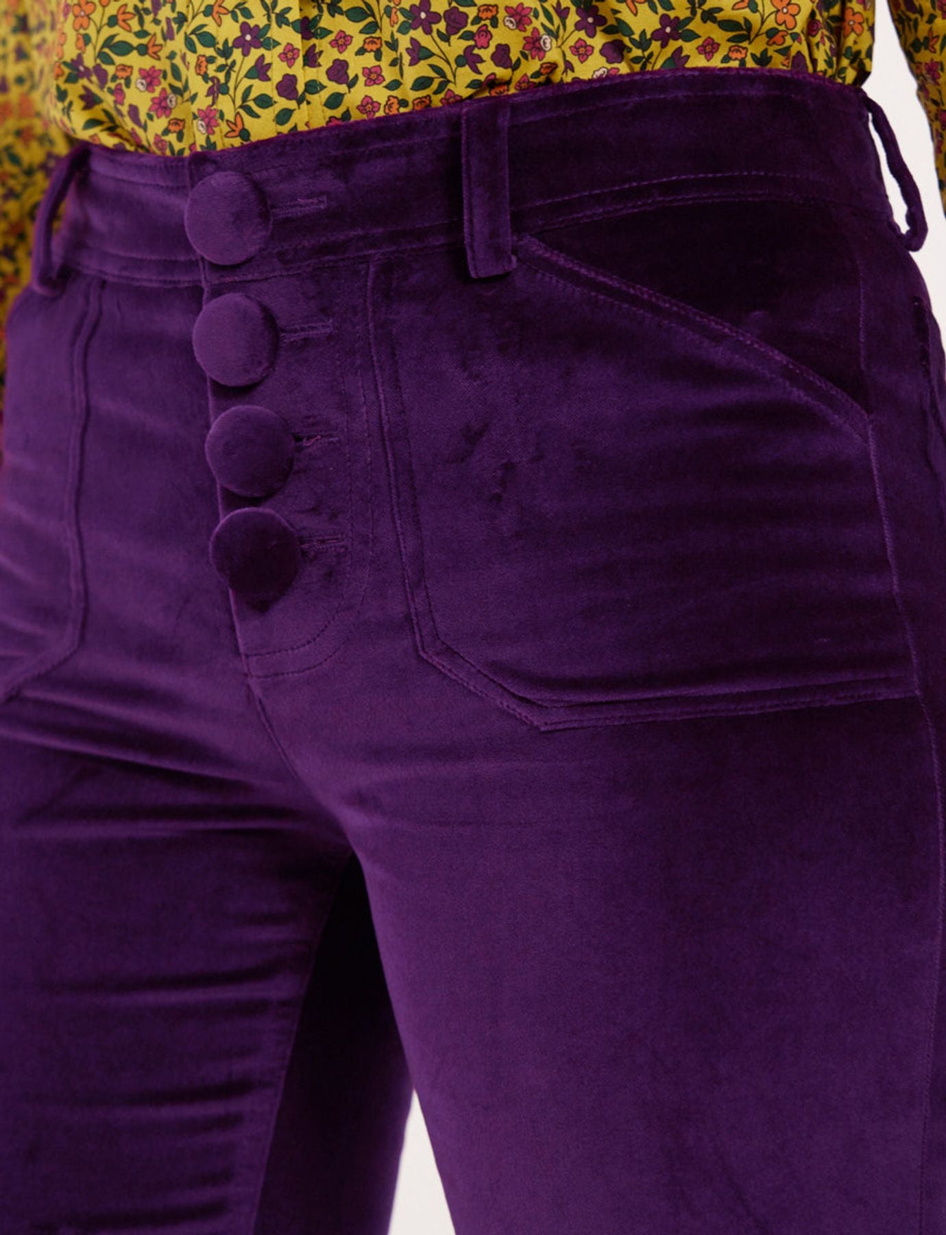 Pantaloni in velluto viola Charlotte