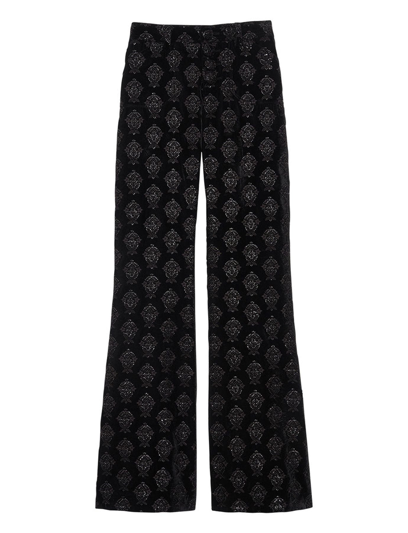 Pantalone Charlotte bordado en terciopelo negro