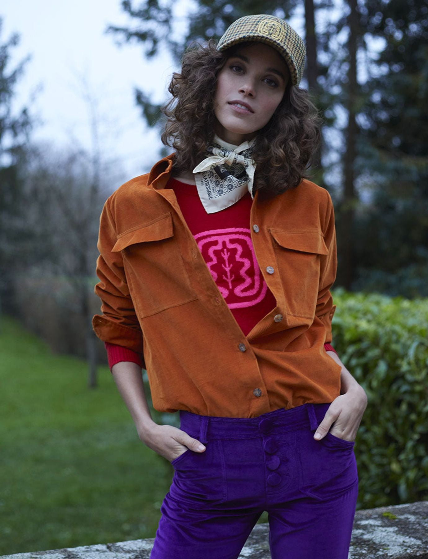 Camisa de terciopelo naranja Chandler
