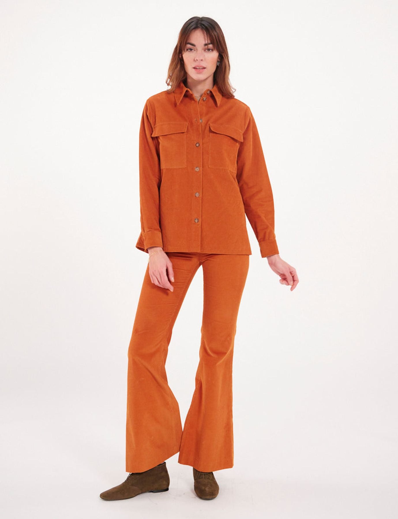 Camisa de terciopelo naranja Chandler