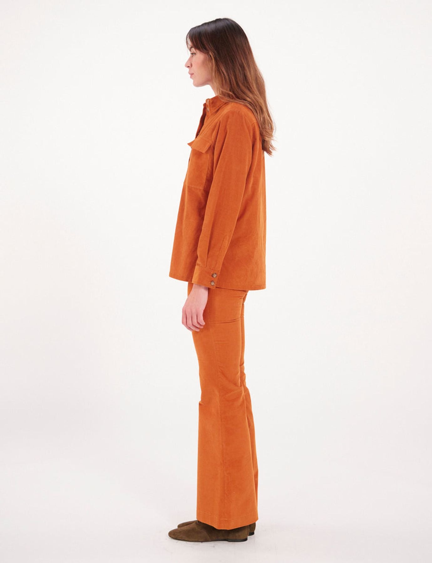 Camisa de terciopelo naranja Chandler