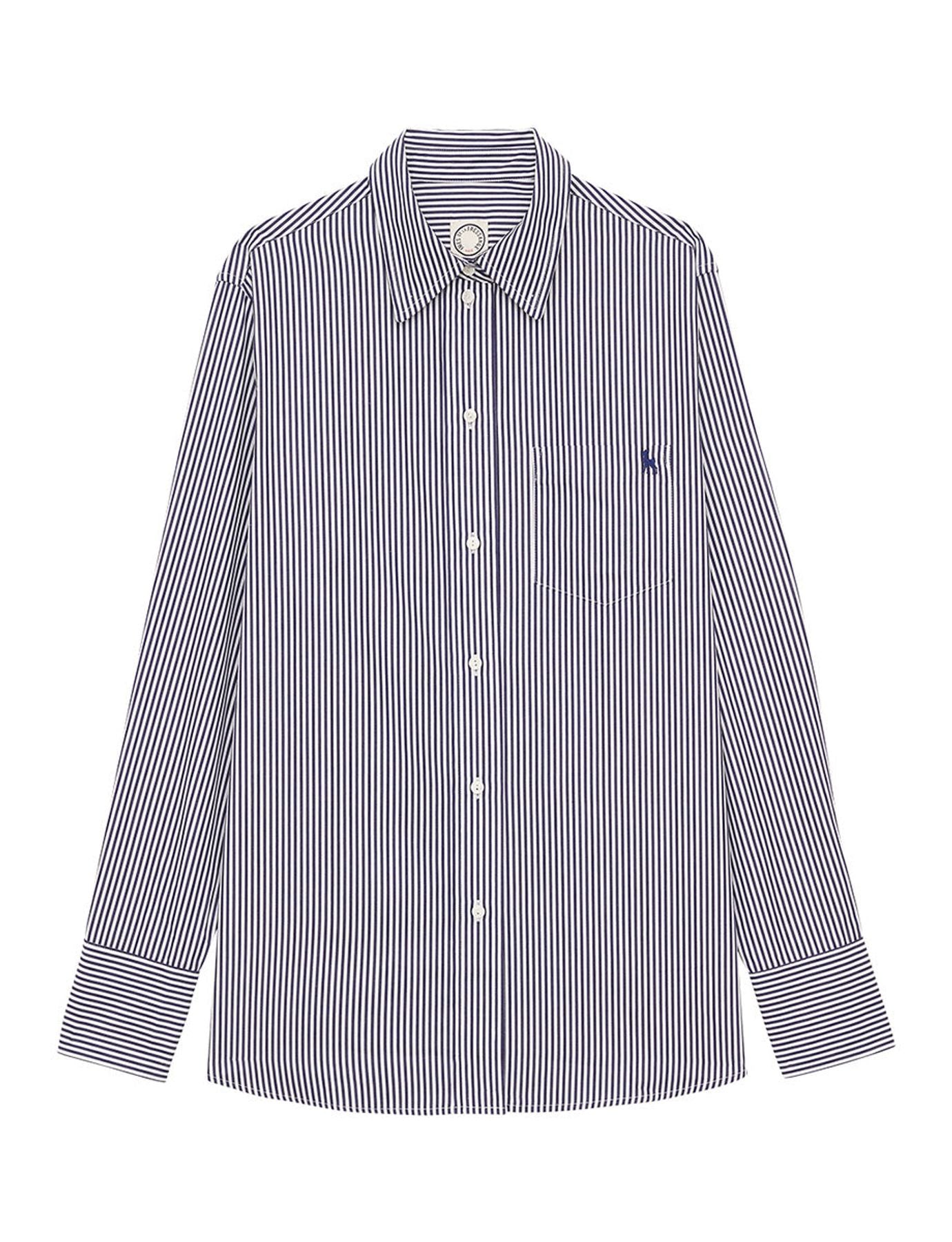 Camicia a righe bianche e blu di Maureen