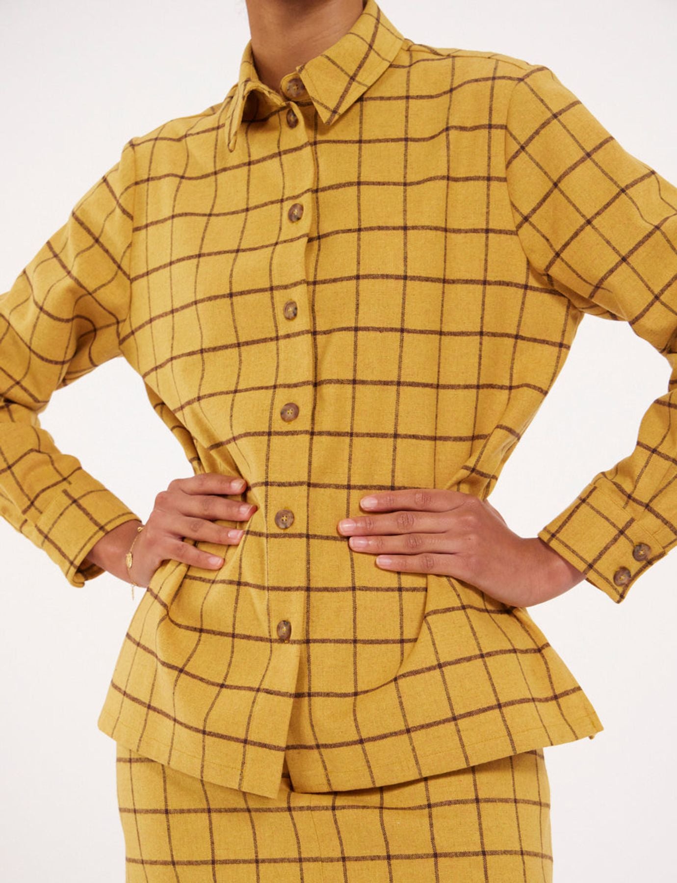 Camicia a quadri color ocra cassia