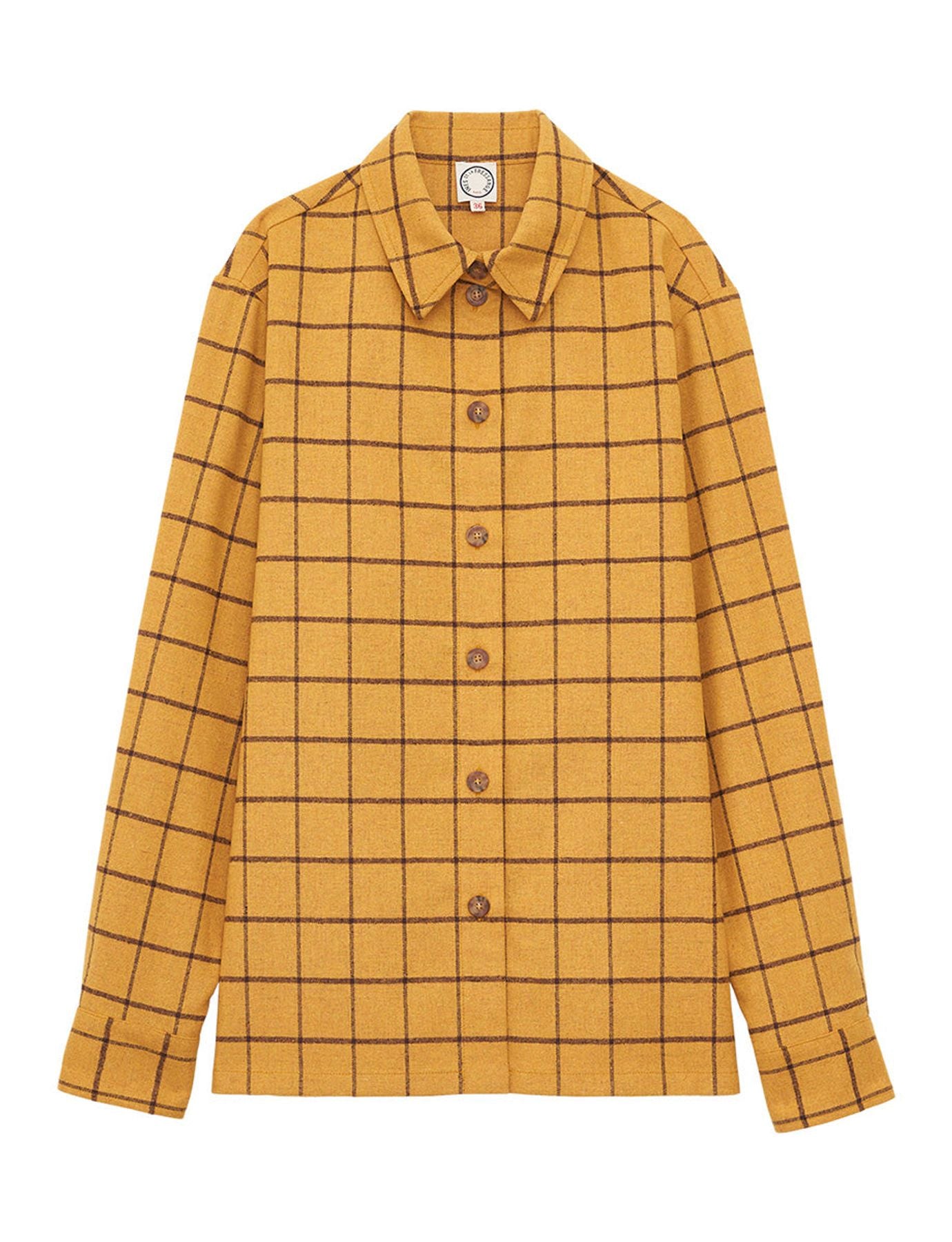 Camicia a quadri color ocra cassia