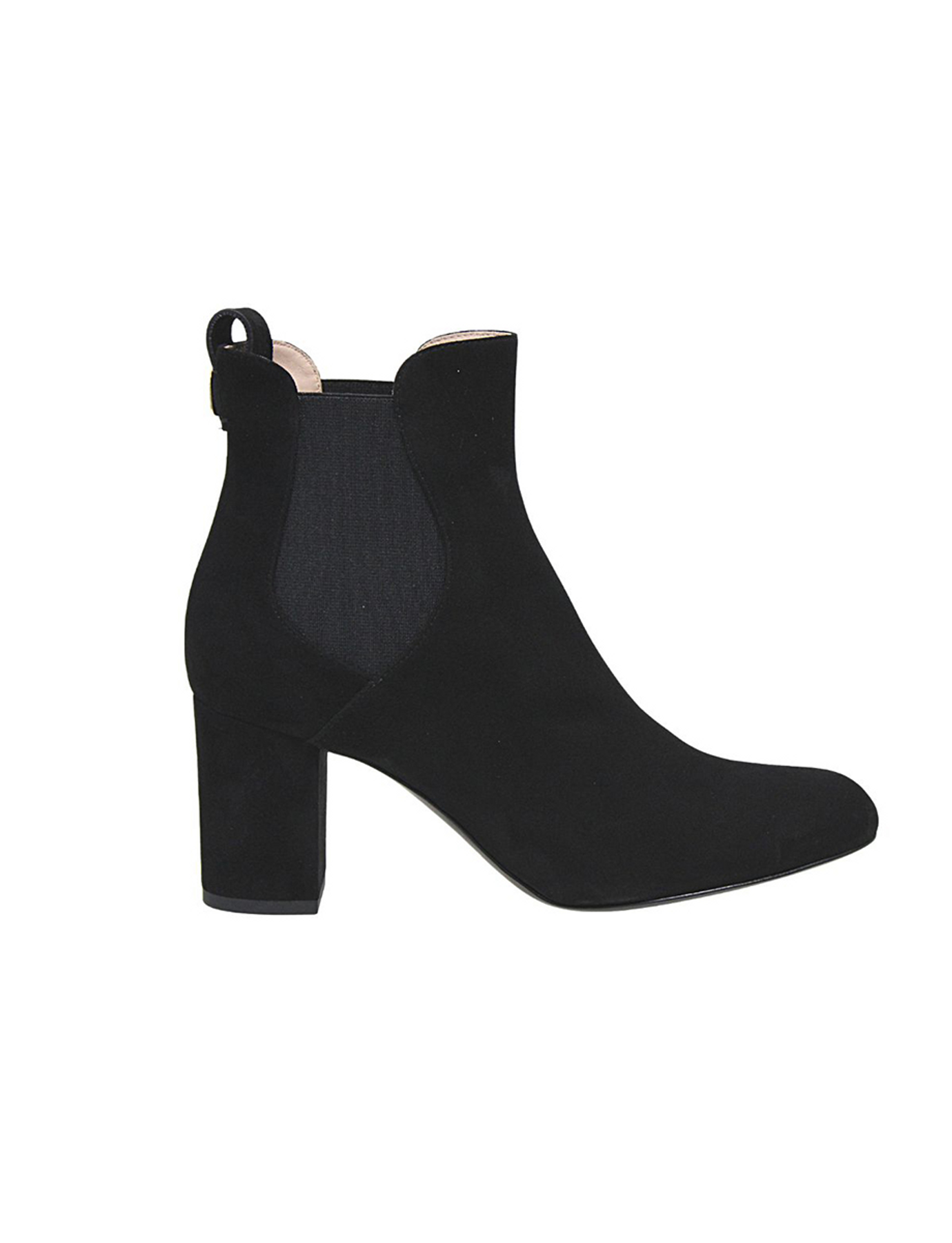 Stivaletto con tacco in camoscio nero