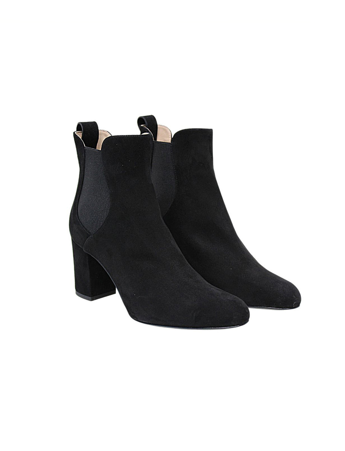 Stivaletto con tacco in camoscio nero