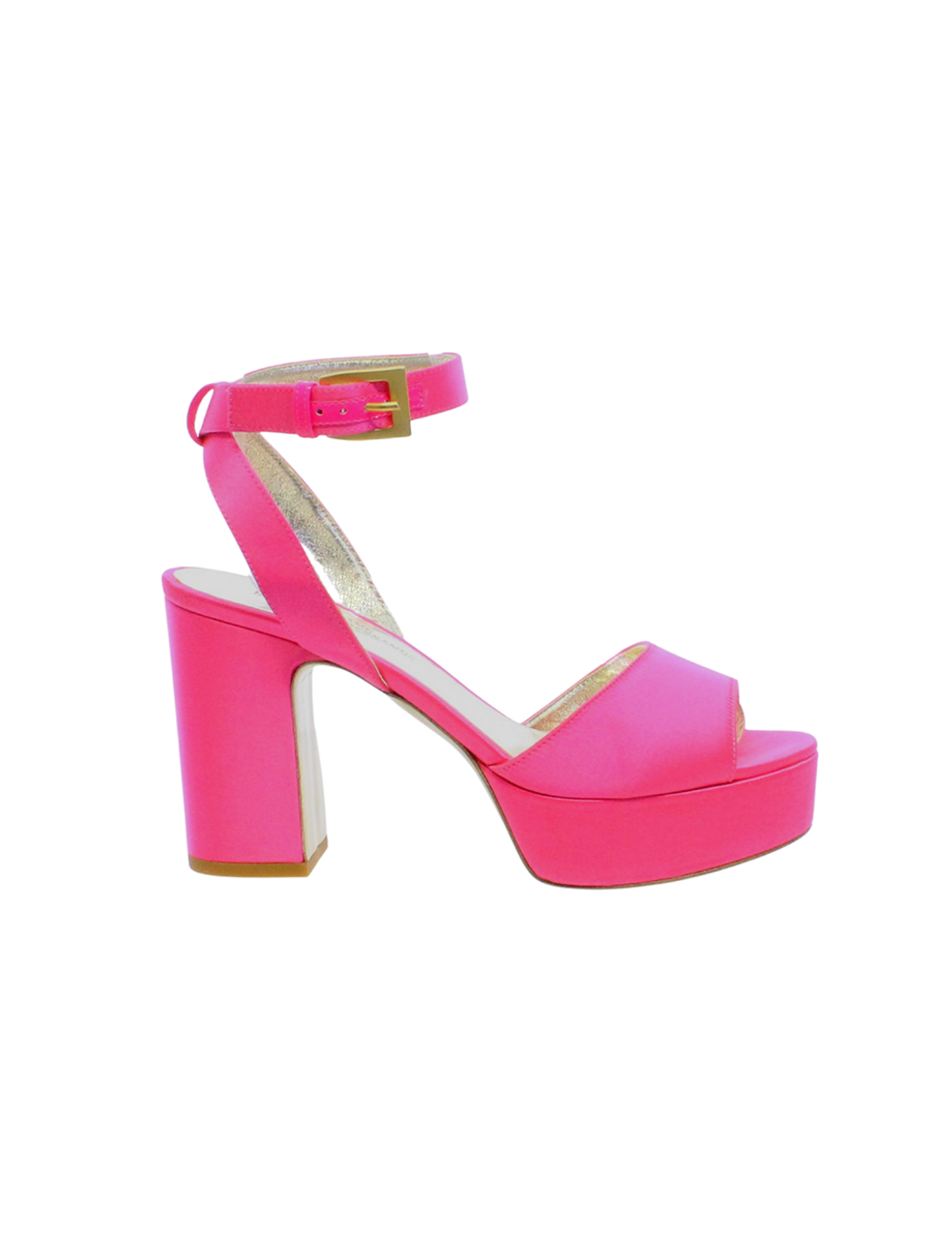 Sandalo con plateau in raso rosa