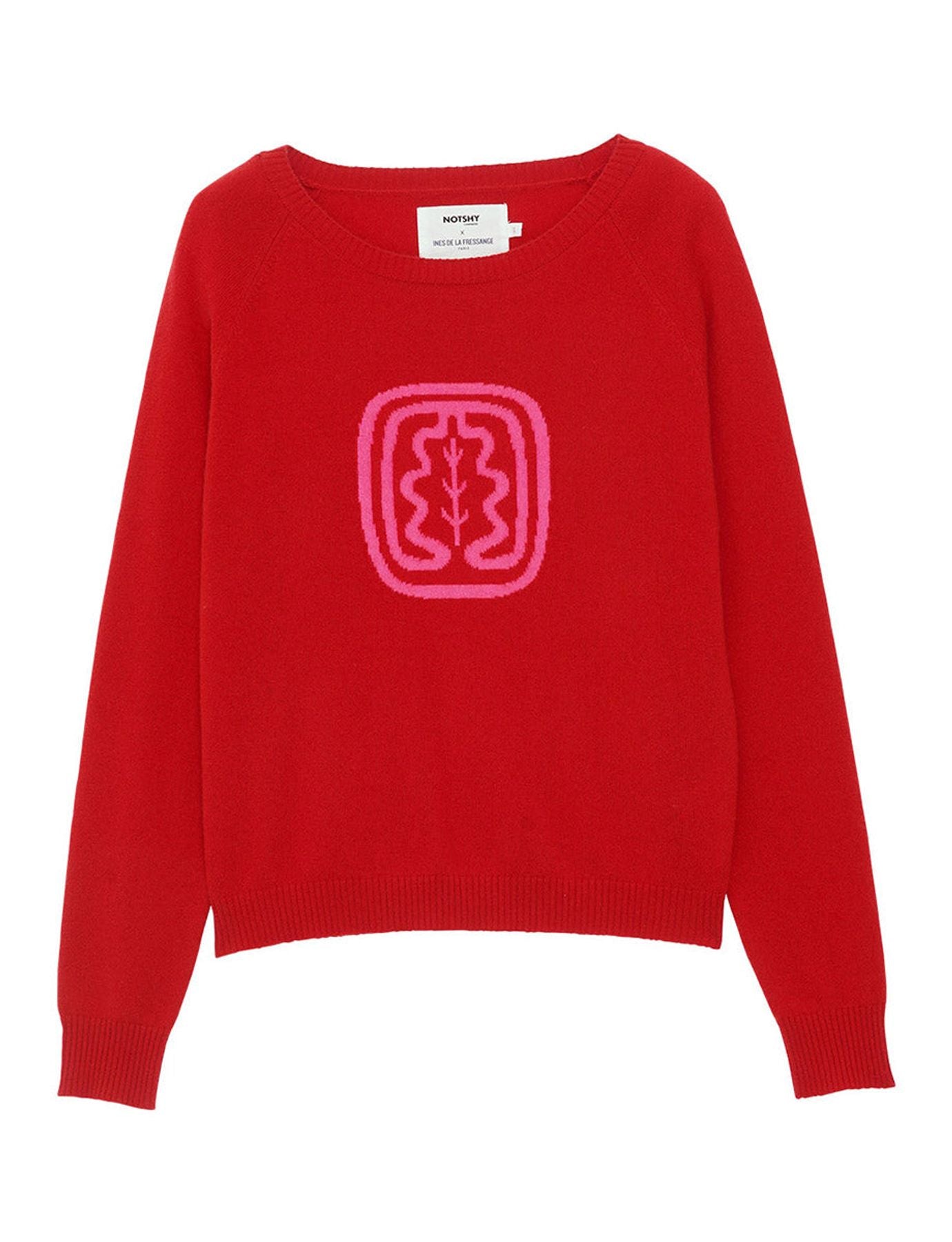 Maglia di cachemire con intarsio e collo a barretta Ines x Notshy