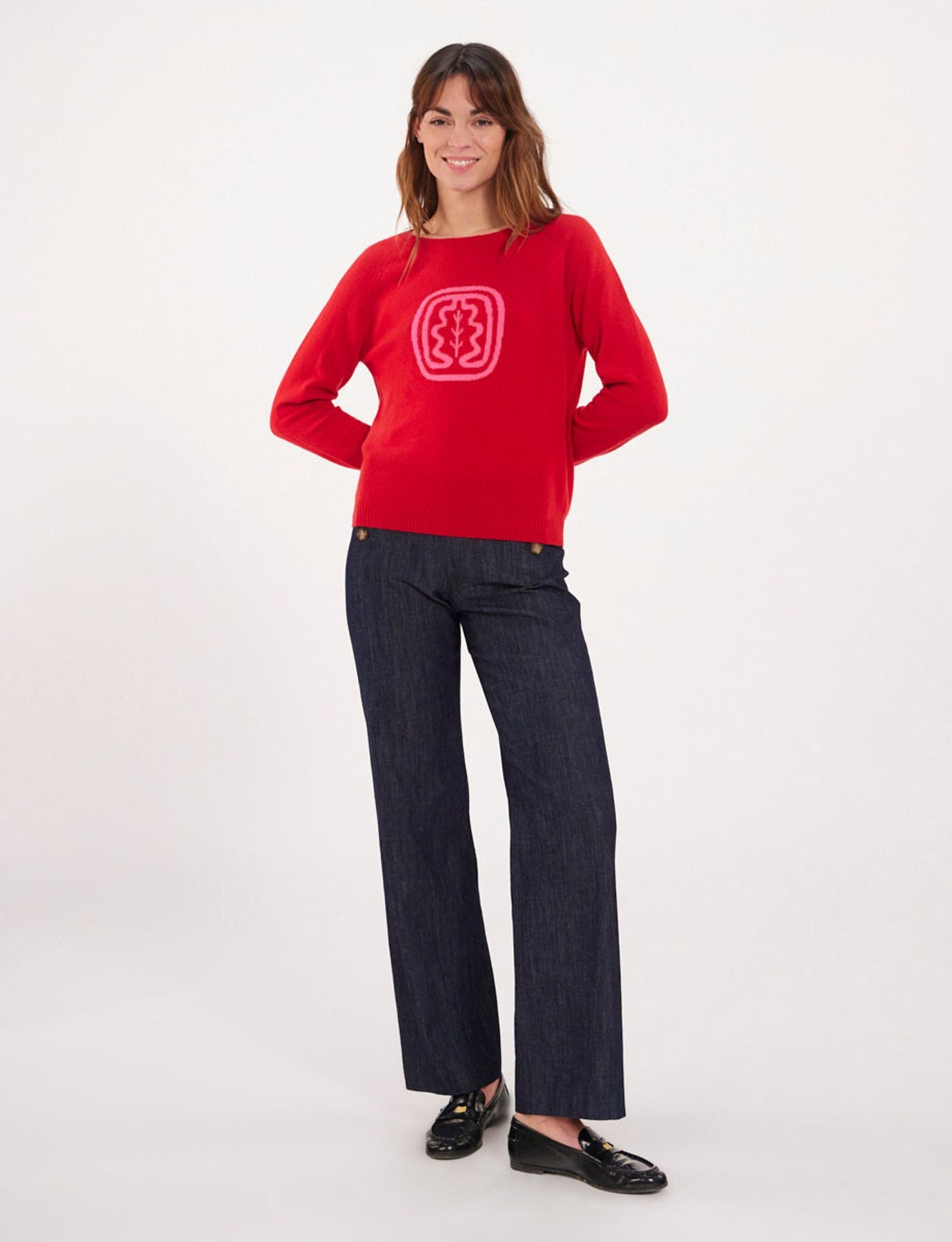 Maglia di cachemire con intarsio e collo a barretta Ines x Notshy