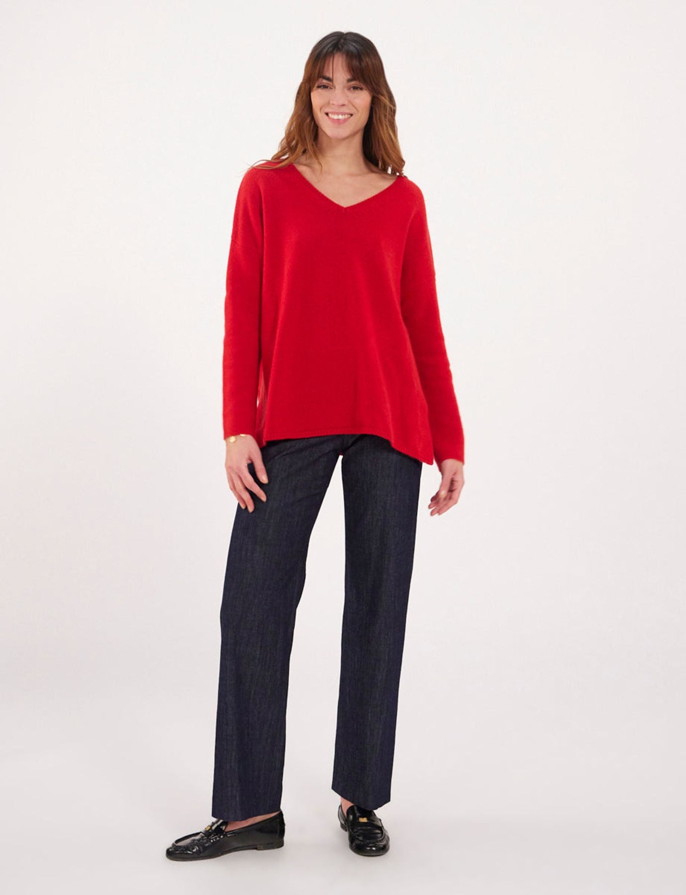 Ines x Notshy maglia di cashmere rosa con pico cuello