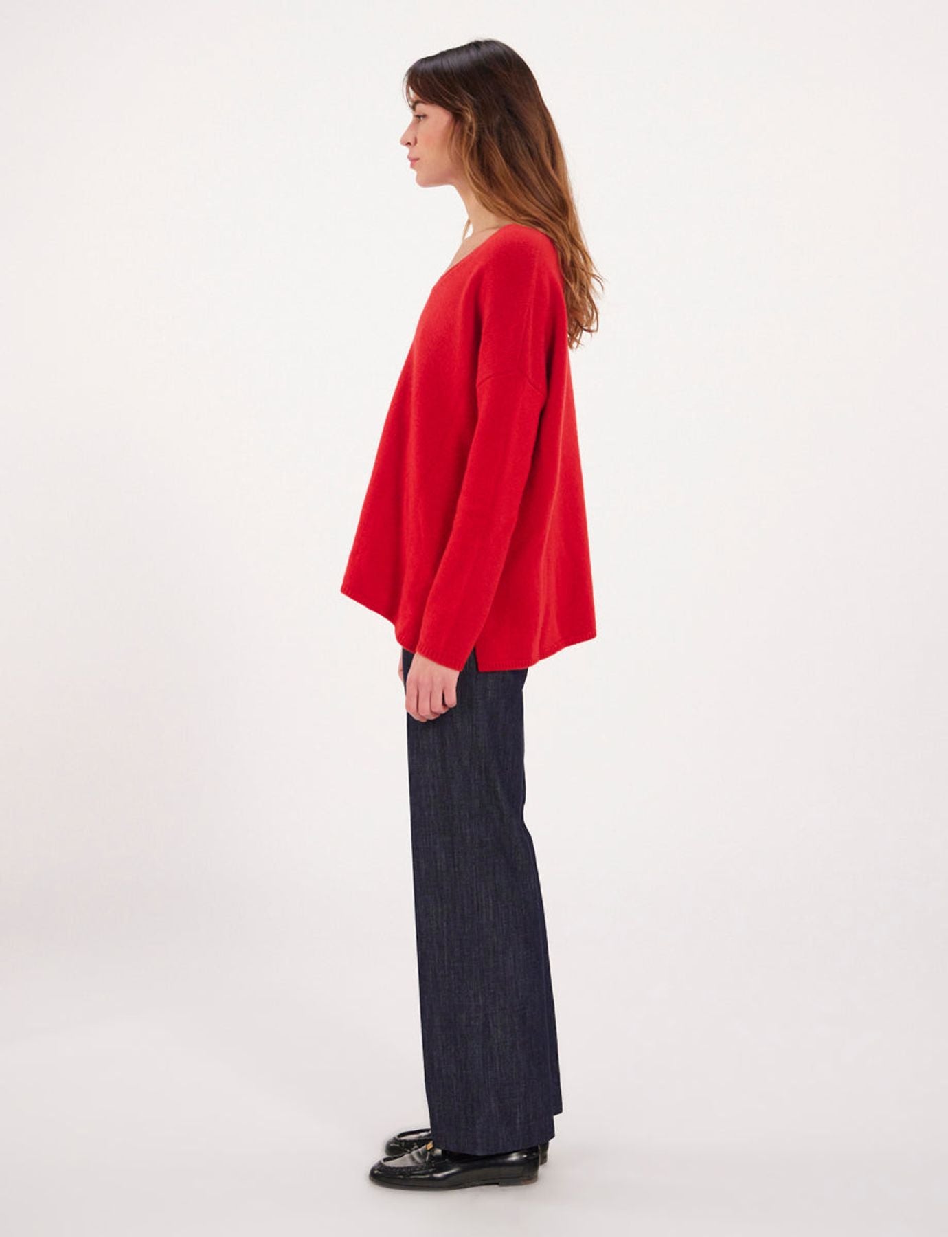 Ines x Notshy maglia di cashmere rosa con pico cuello