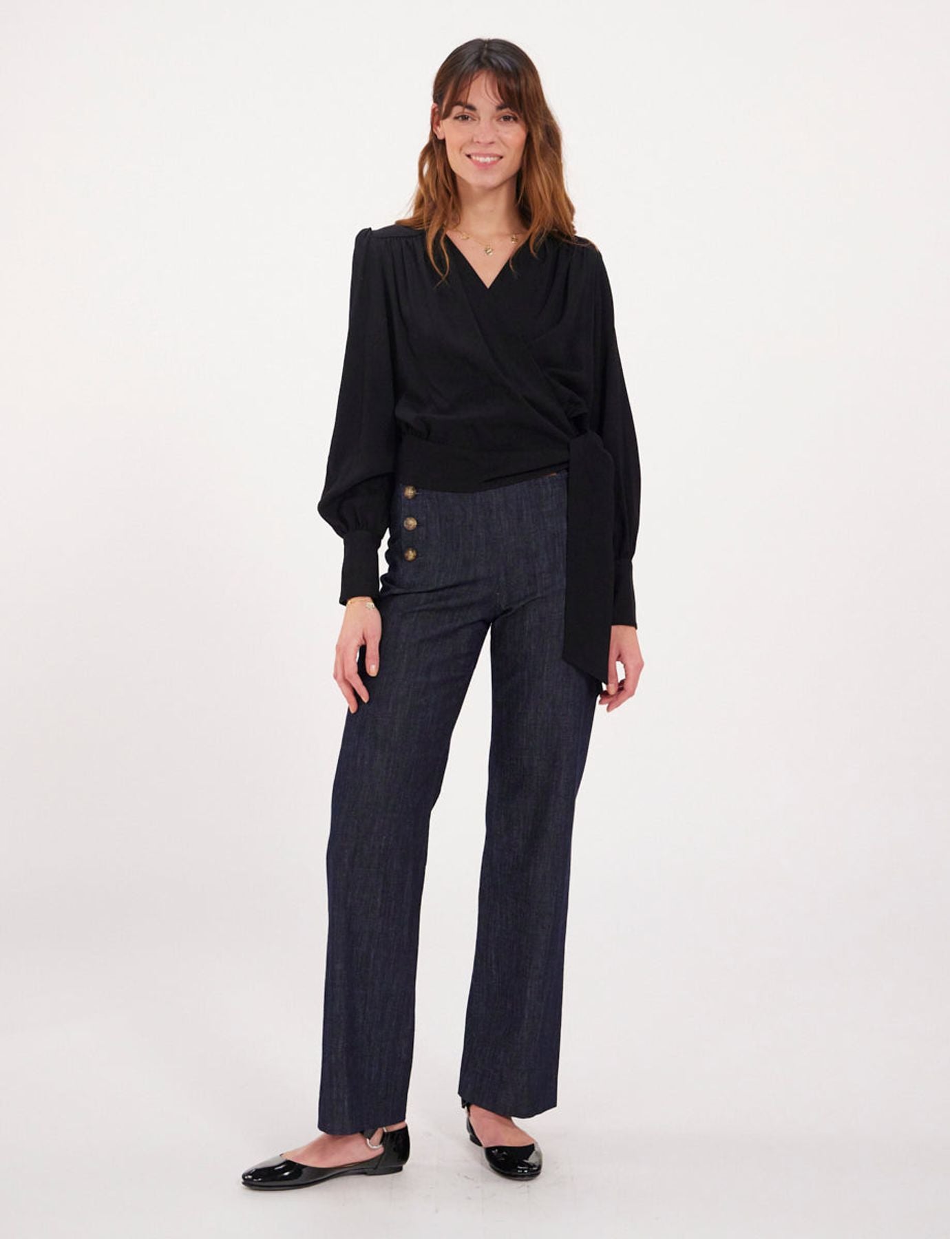 Blusa suelta Elena de crepé negro