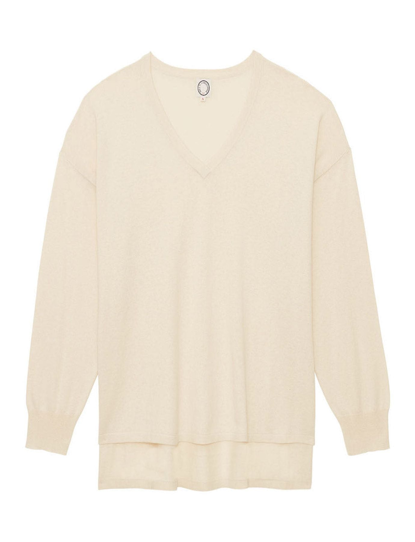 Maglia Anton di cachemira marfil con collo a V