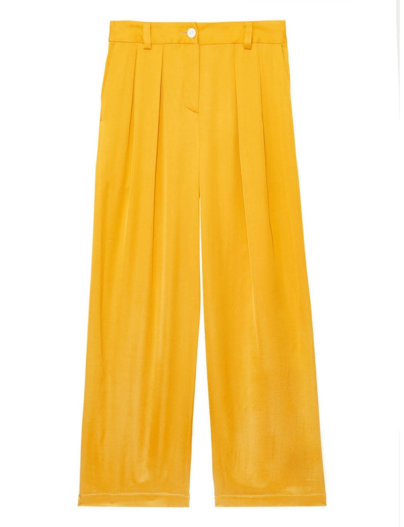 Pantalone Luciano amarillo botón de oro fluido
