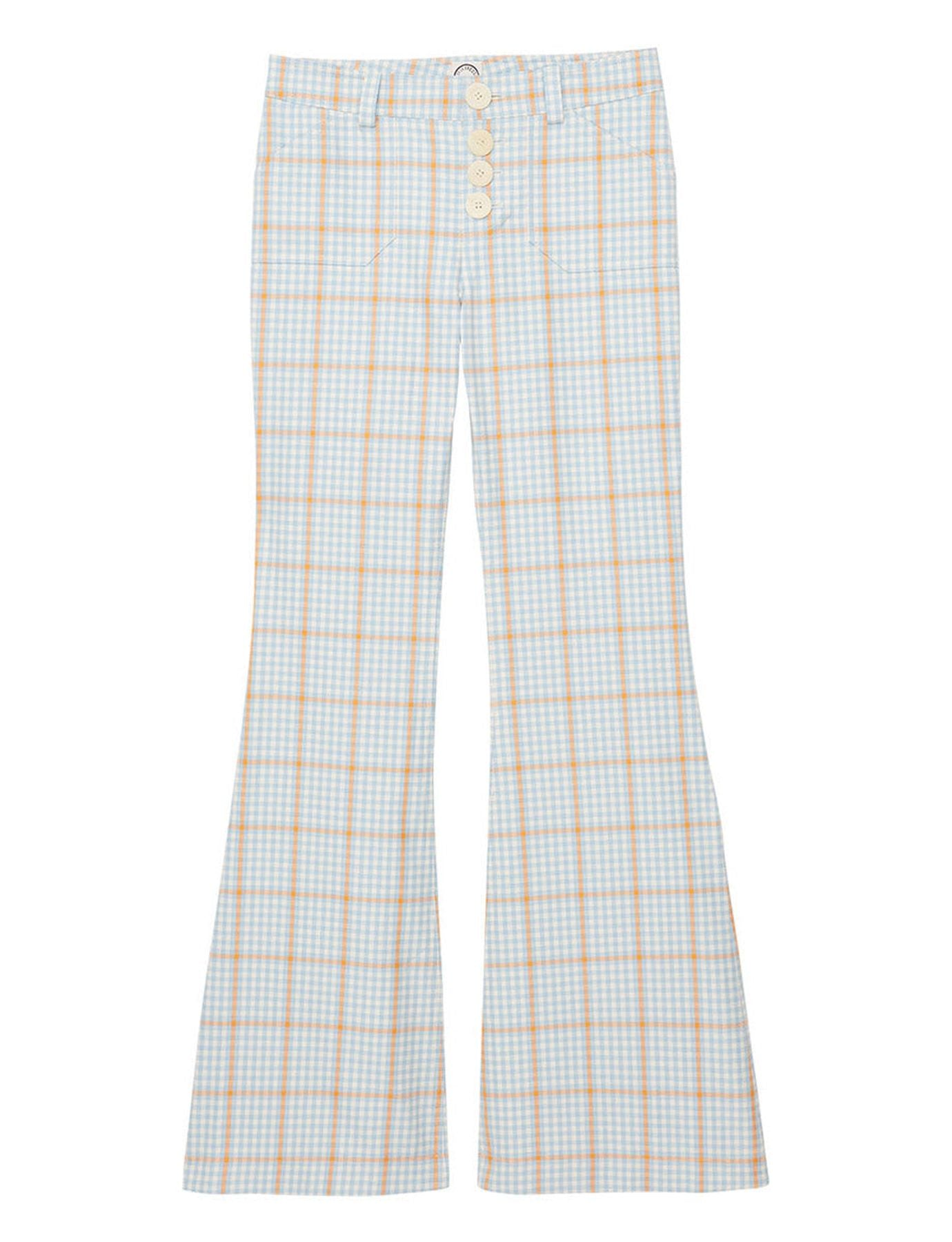 Pantalone Charlotte a cuadros azules y naranjas