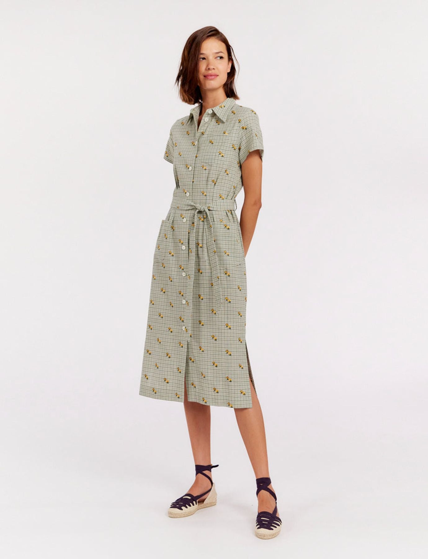Vestido recto Ethel, timbrato in verde