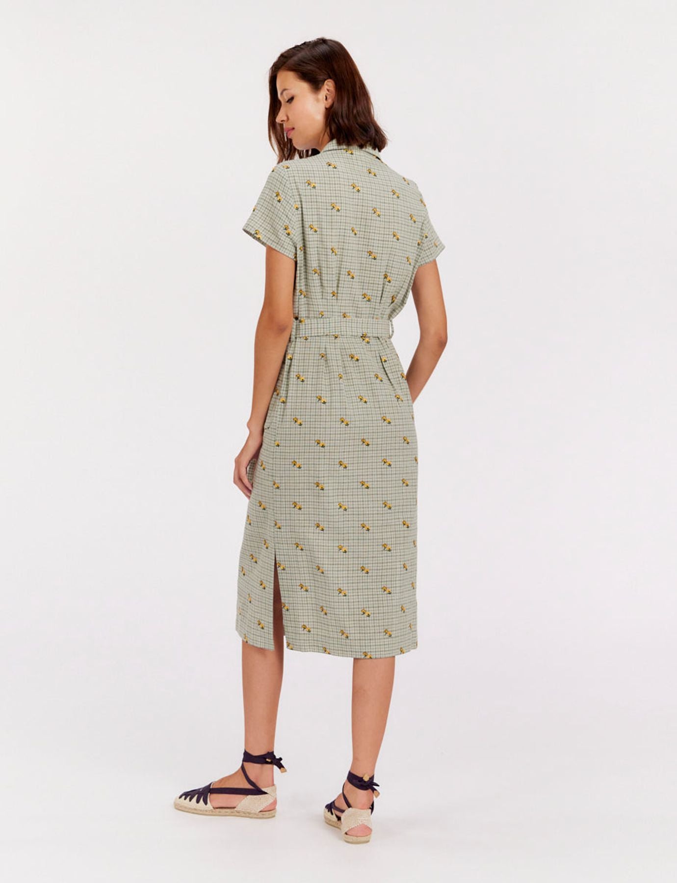 Vestido recto Ethel, timbrato in verde