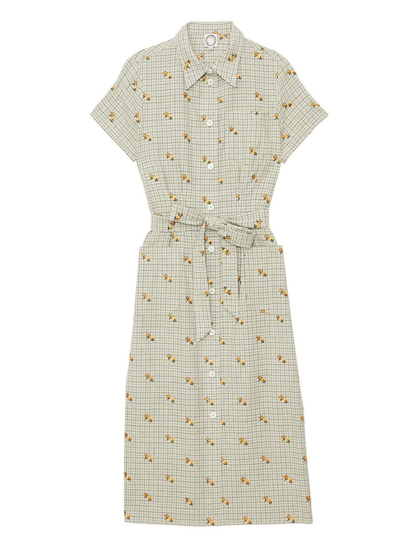 Vestido recto Ethel, timbrato in verde