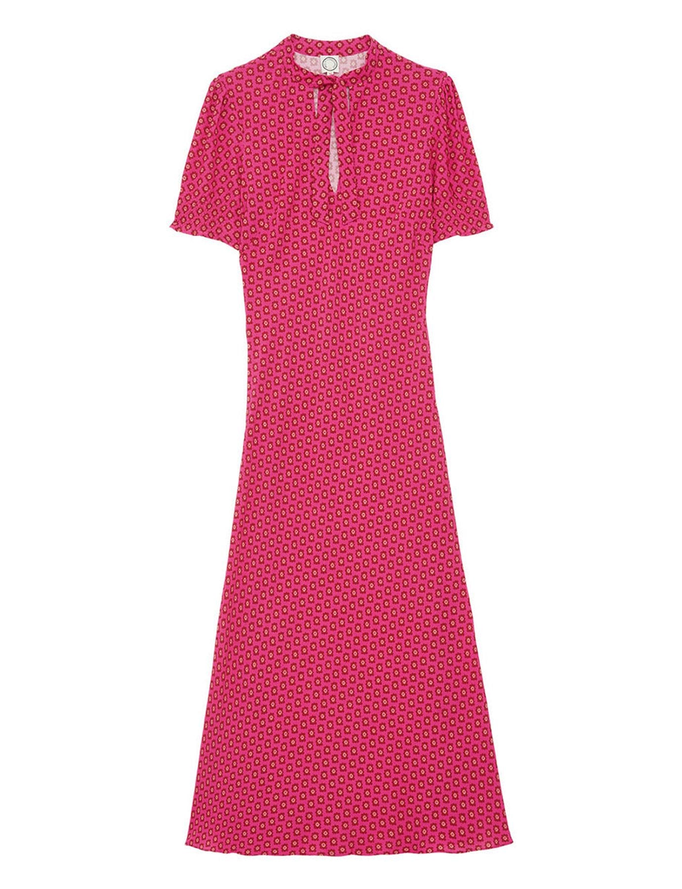 Abito lungo Cerise con stampa rosa