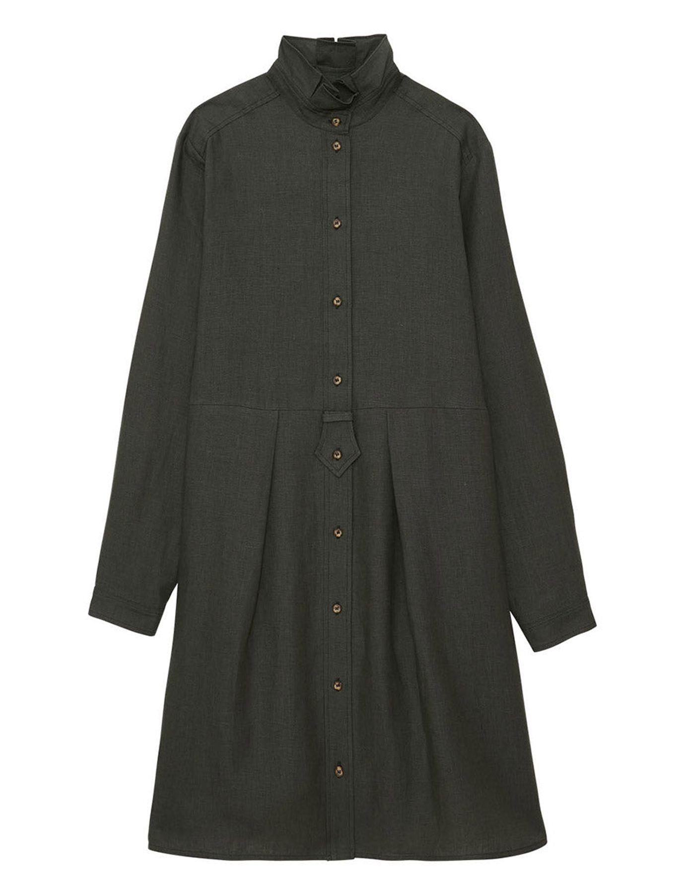 Vestido Monica di lino verde scuro