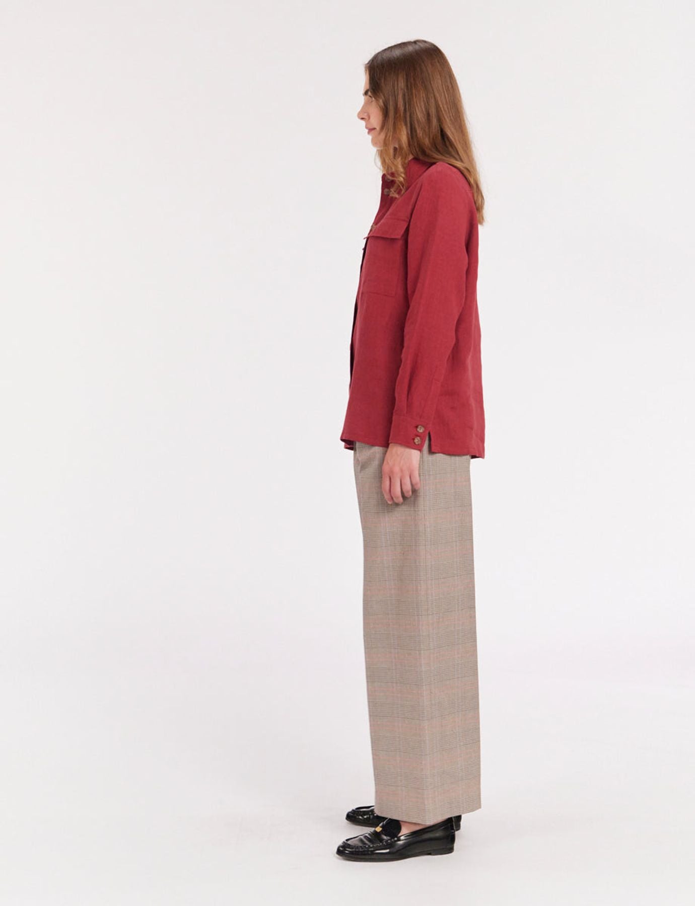 Camisa Chandler de lino frambuesa