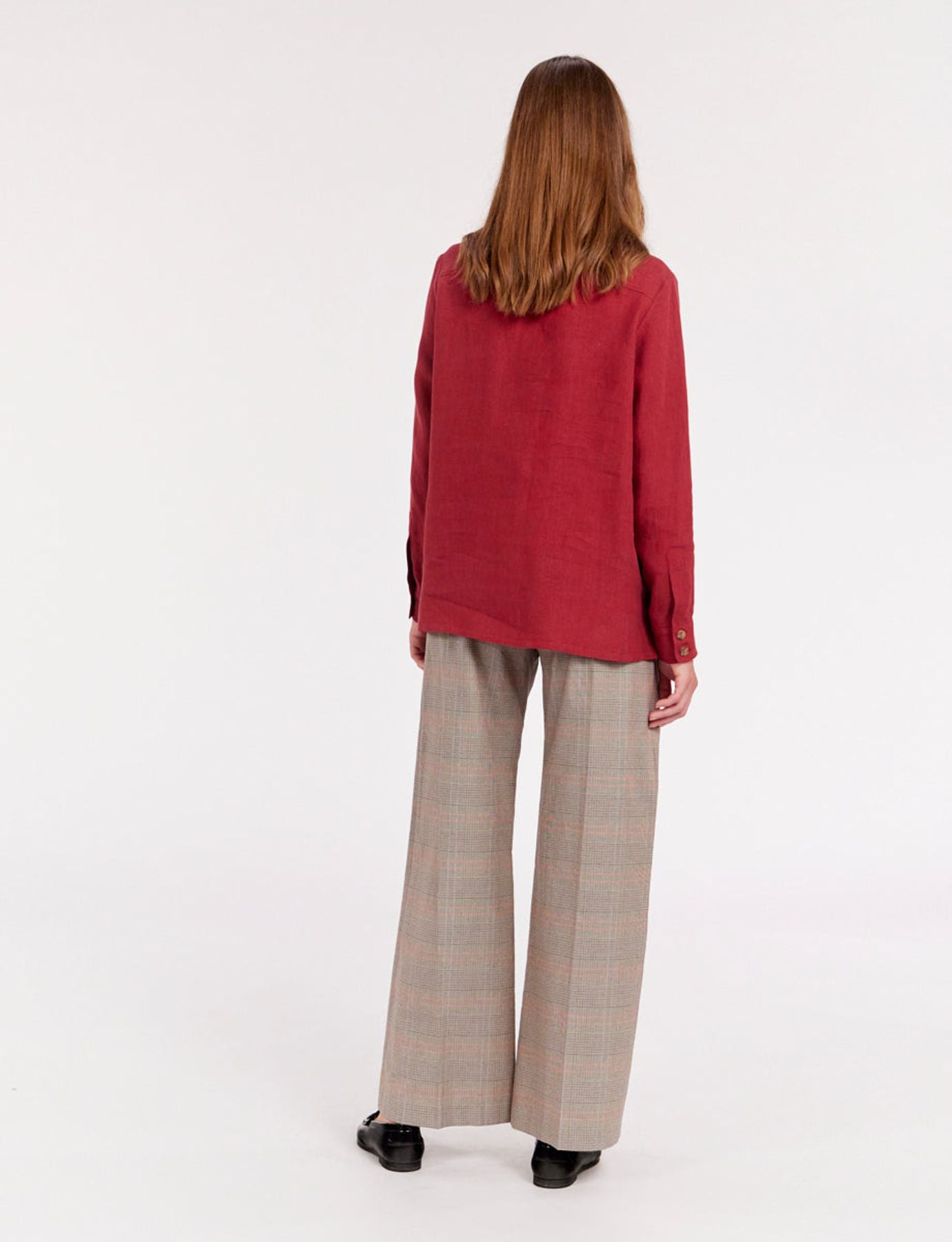 Camisa Chandler de lino frambuesa