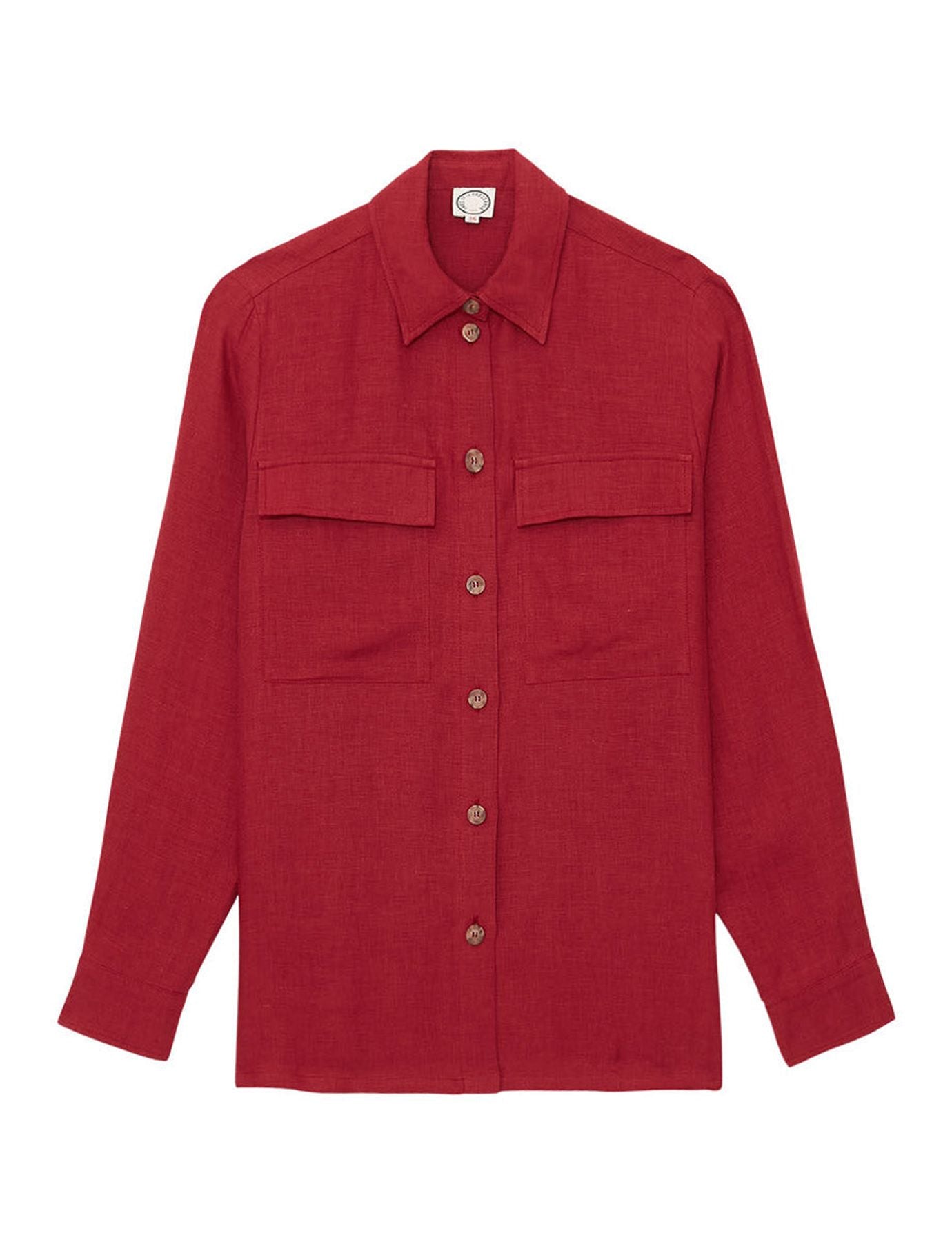 Camisa Chandler de lino frambuesa