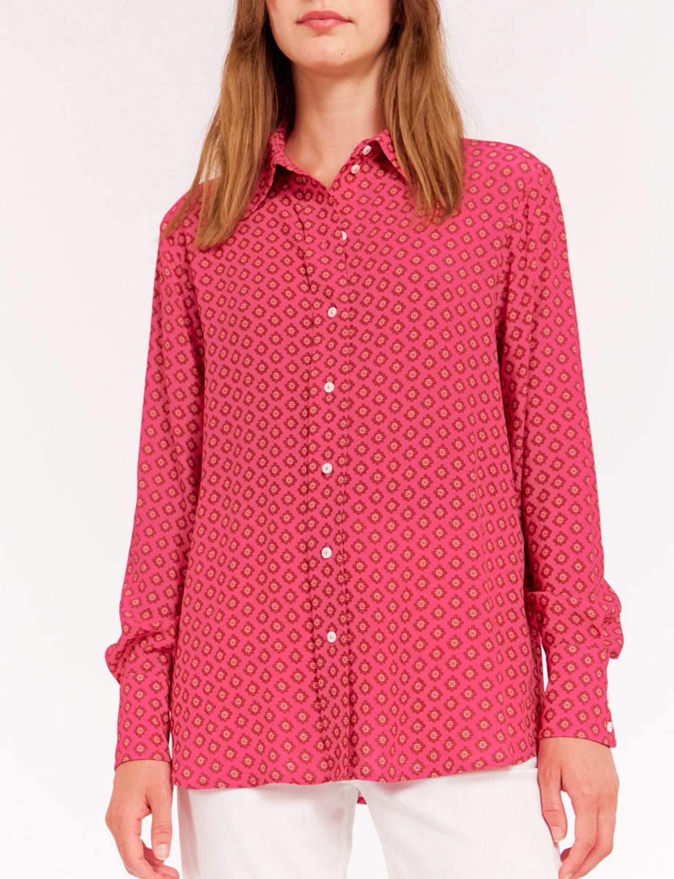 Camisa de crepé rosa Maureen