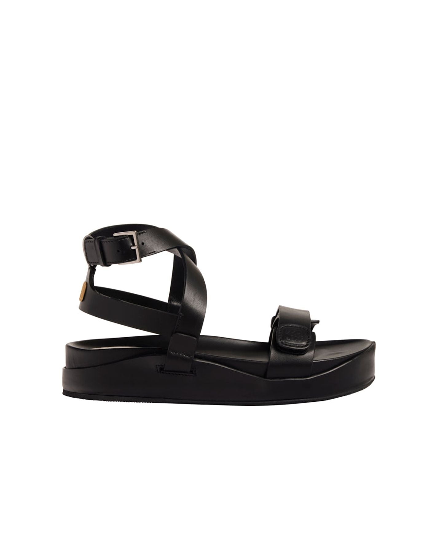 Sandalo nero con plateau