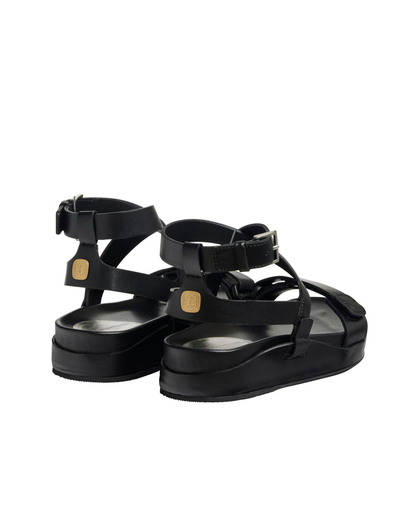 Sandalo nero con plateau