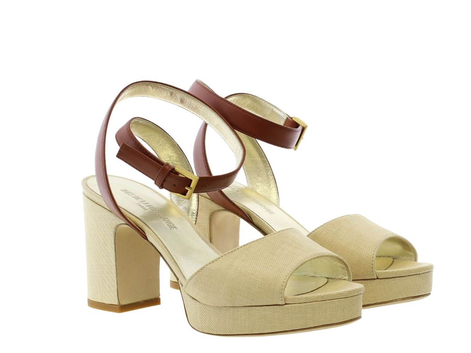 Sandalo con plateau color cognac