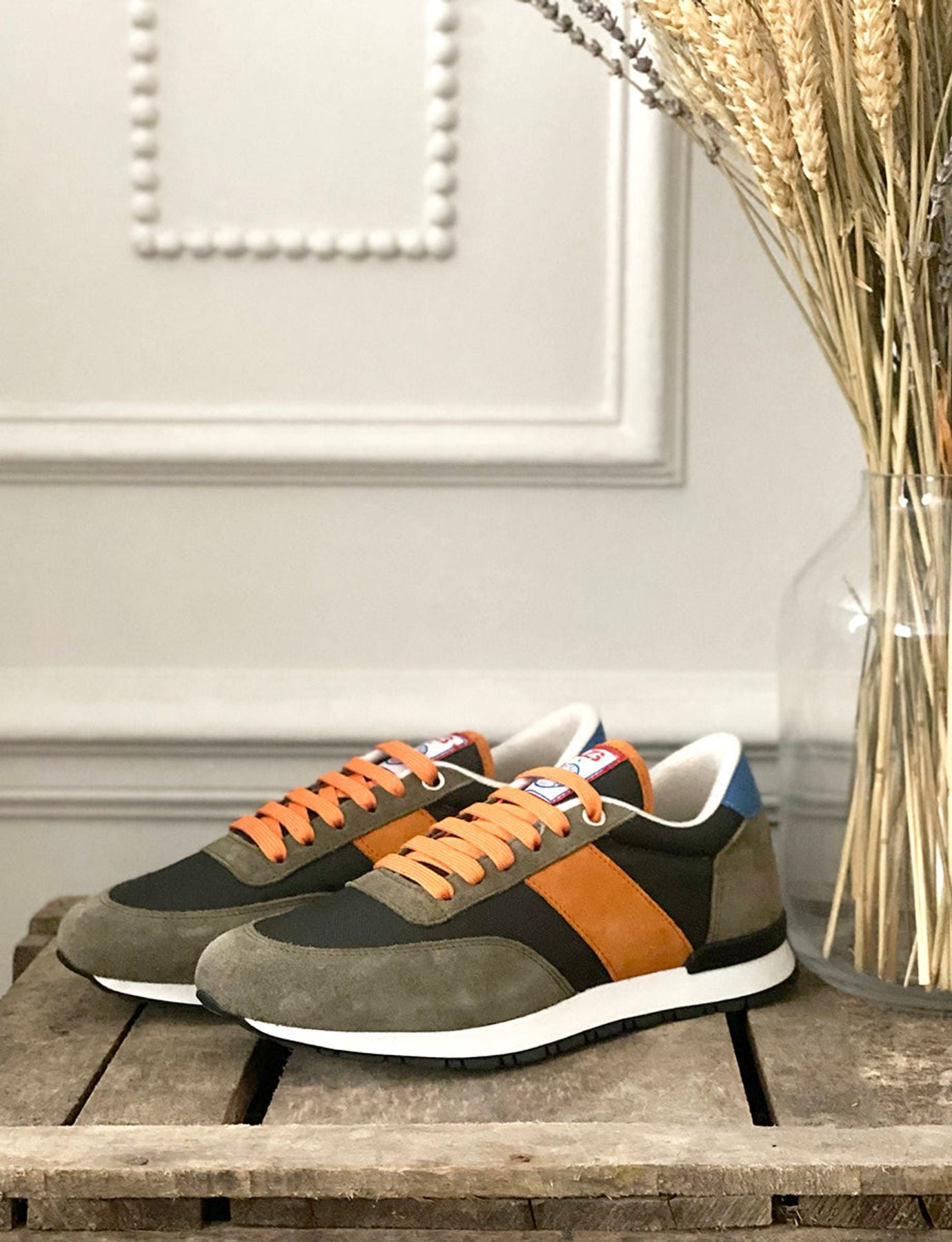 77" UZS x Ines Sneakers Unisex Khaki/Arancione/Blu