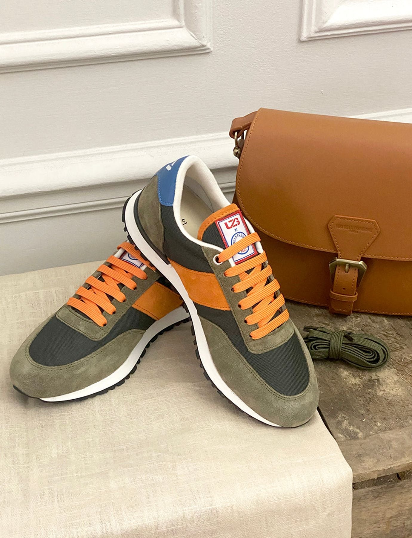 77" UZS x Ines Sneakers Unisex Khaki/Arancione/Blu