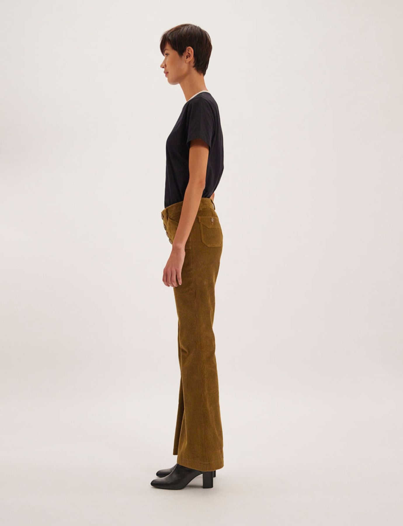 Pantaloni in velluto color miele Charlotte
